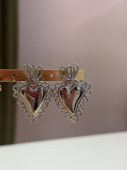 Orecchini cuore sacro ARGENTO