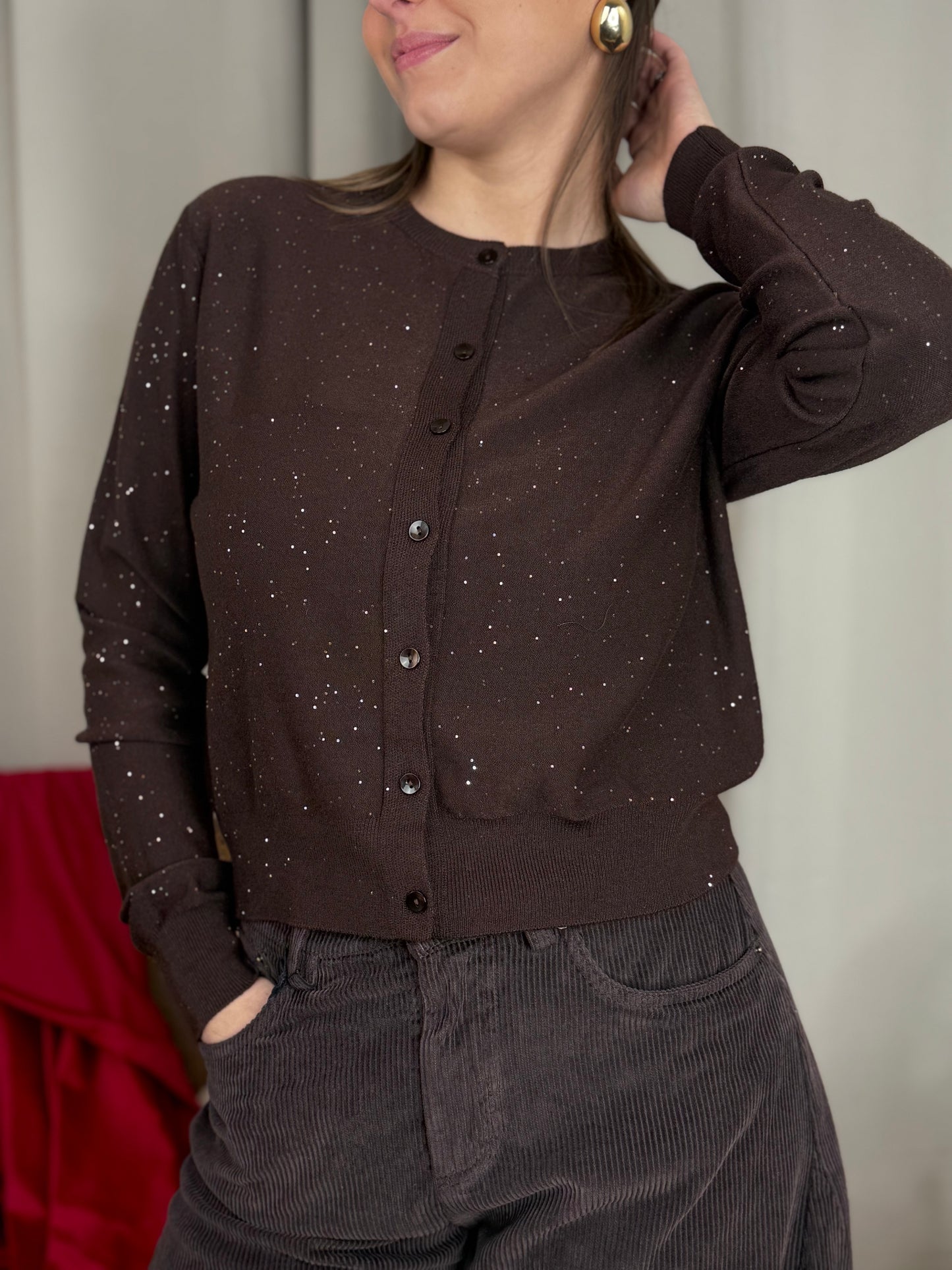 Cardigan in viscosa con micro paillettes (disponibile in più colori)
