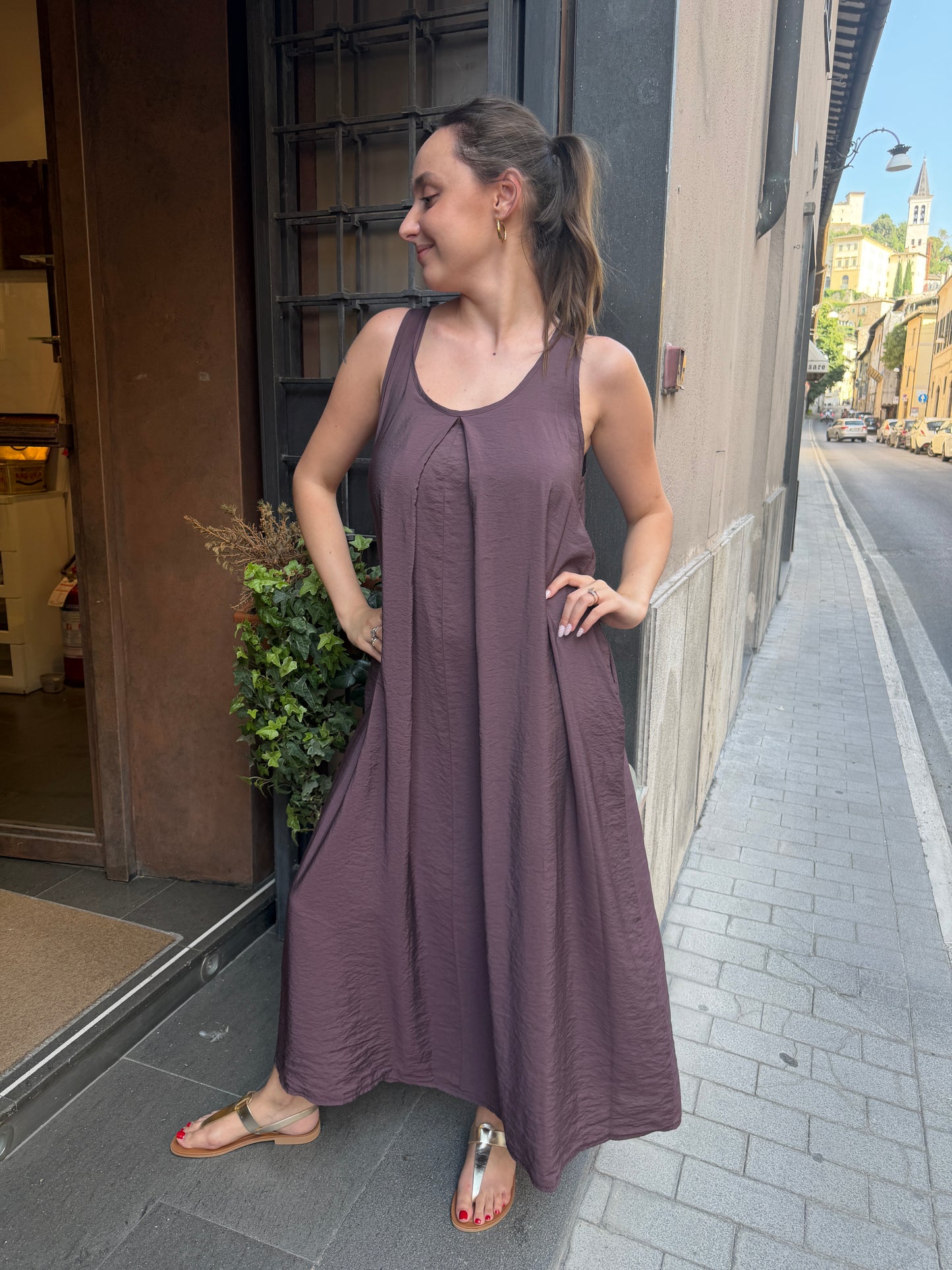 Tensione in ABITO lungo crinkle (disponibile in più varianti colore)