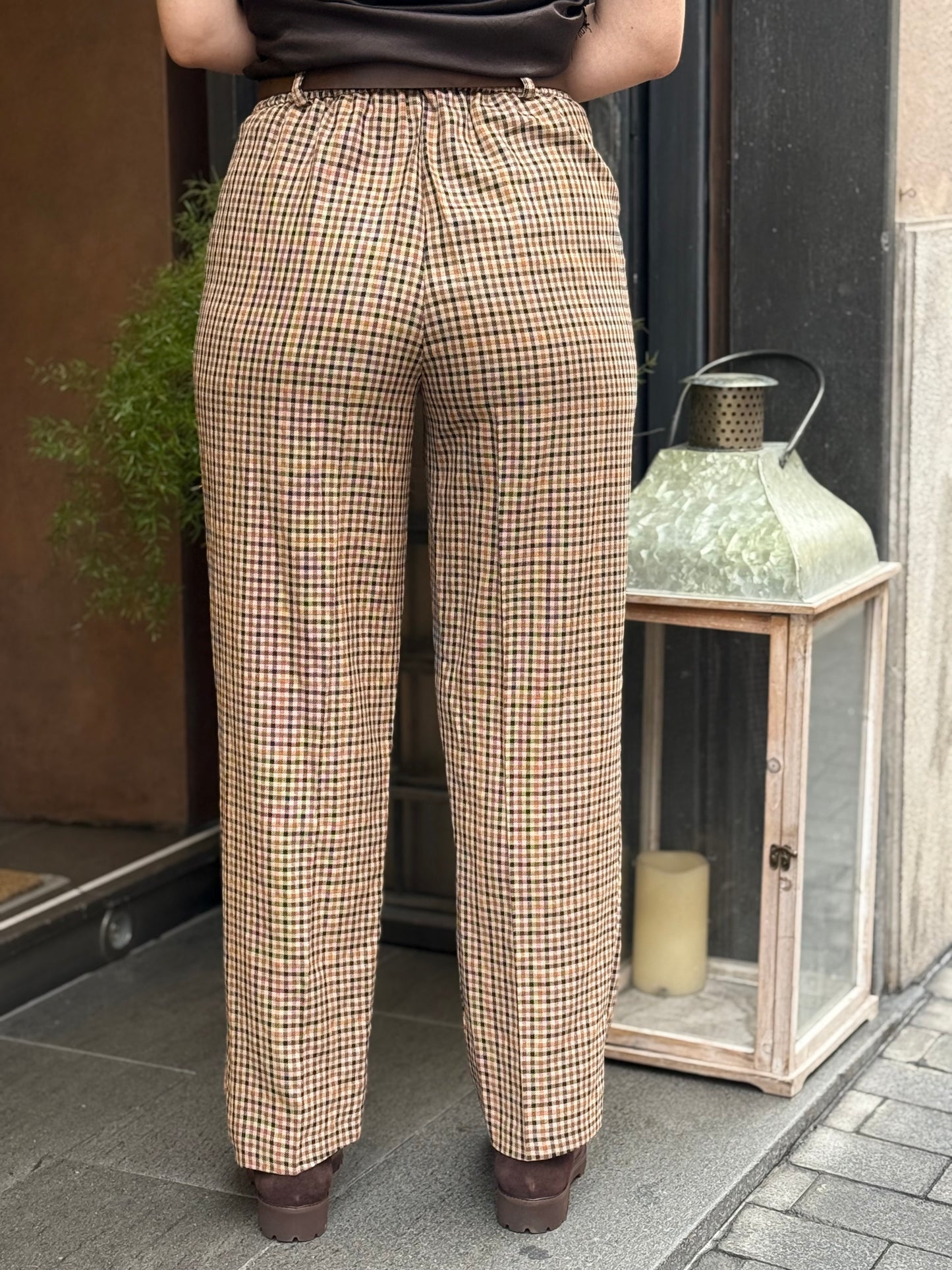 Tensione In pantalone carrot a quadri BEIGE
