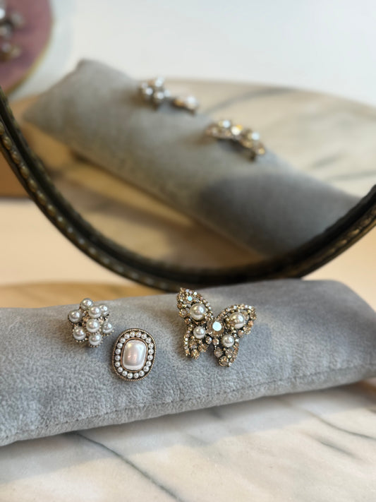 Set spille farfalla perle e strass