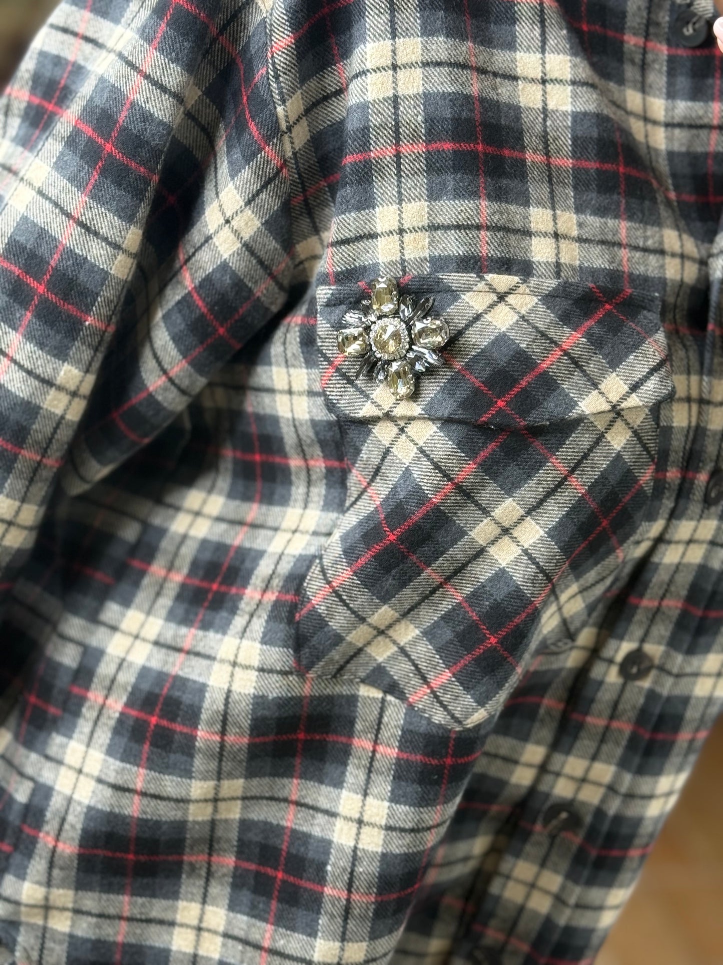 Tensione In Camicia over tartan GRIGIO/ROSSO