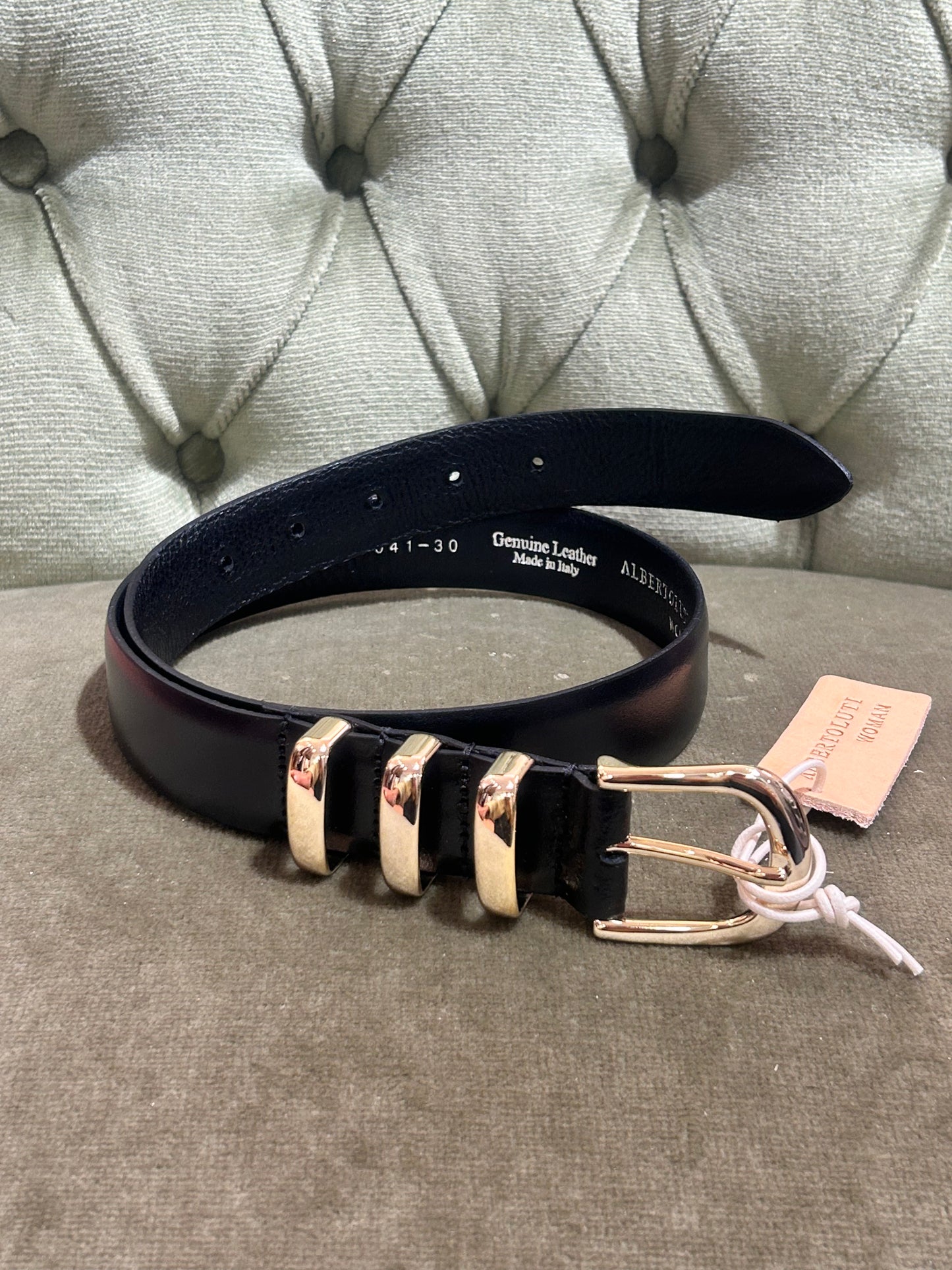 Alberto Luti Cintura TRE FIBBIE Nera