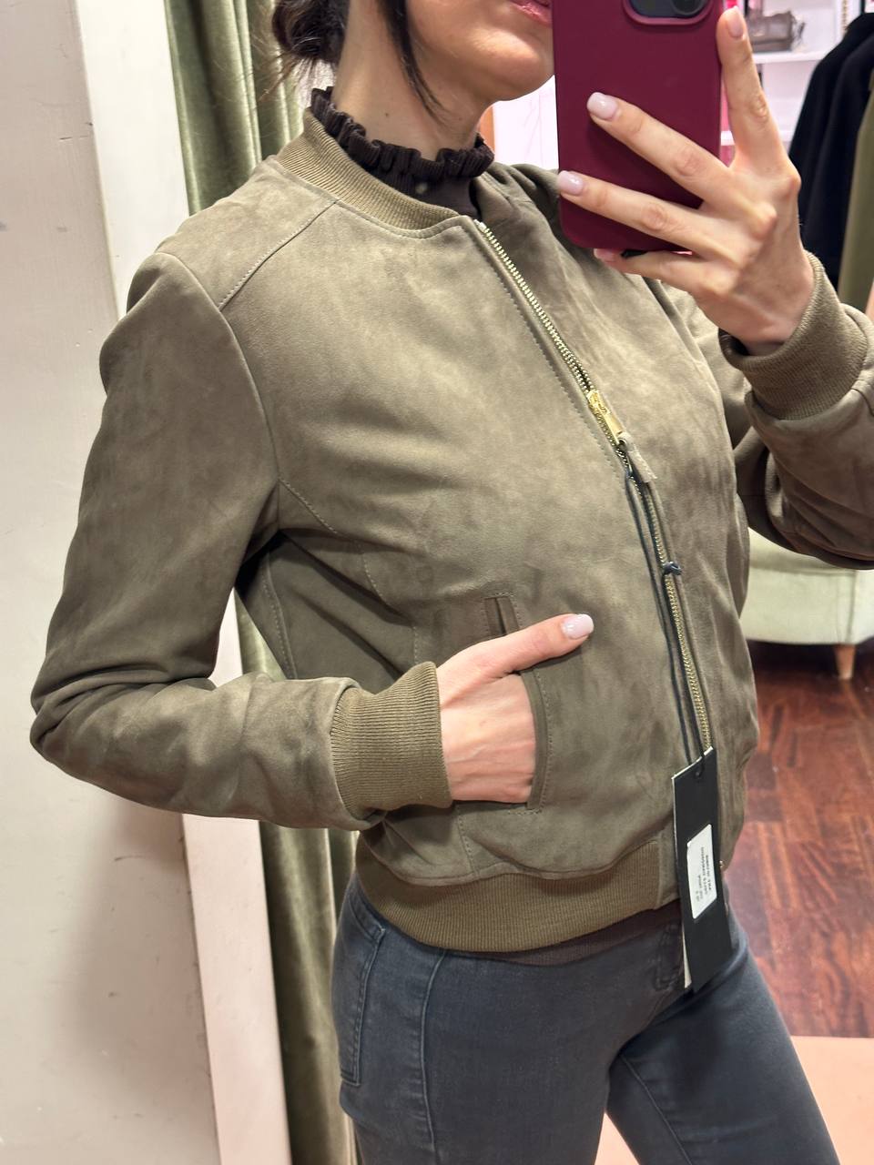 Bomber in camoscio TAUPE