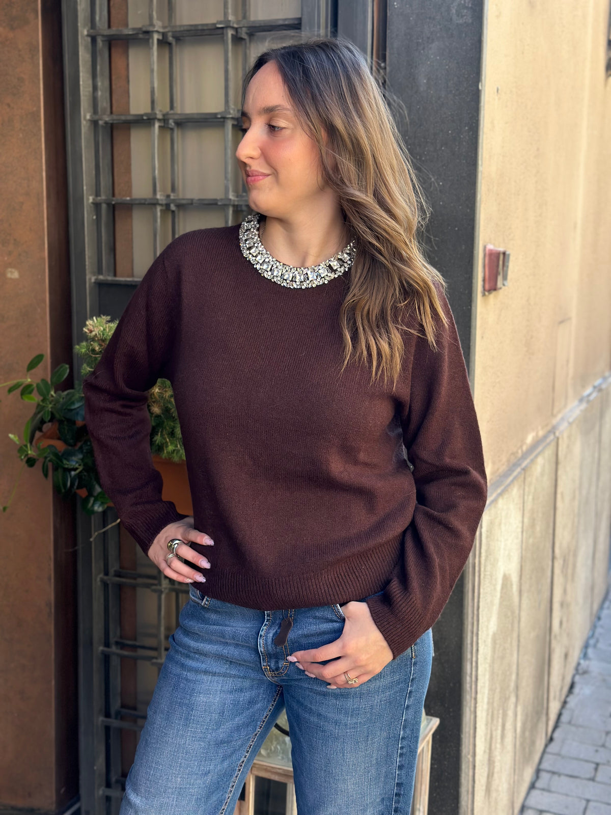 Maglia cashmere e lana con Cristalli (disp. in più colori)