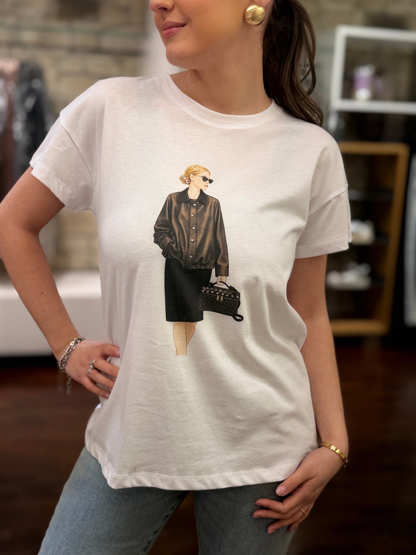 Tensione in T-shirt bianca woman bottega BIANCA/MORO