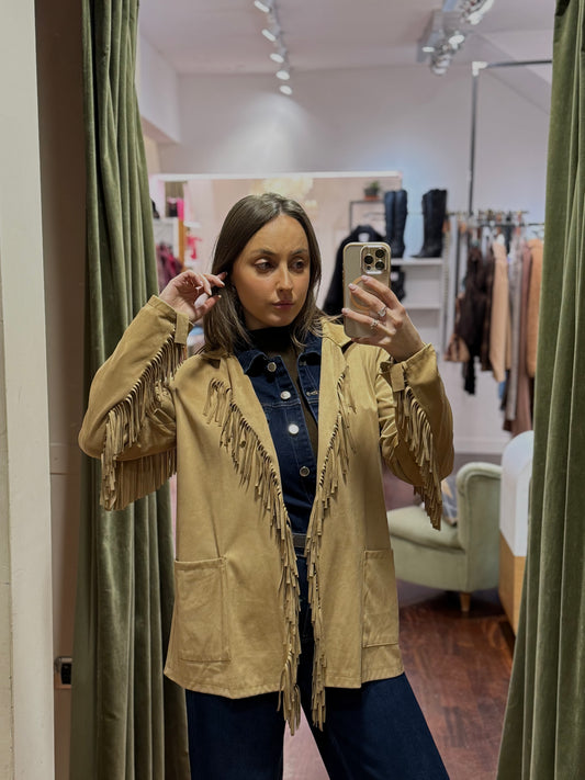 Giacca in suede con frange