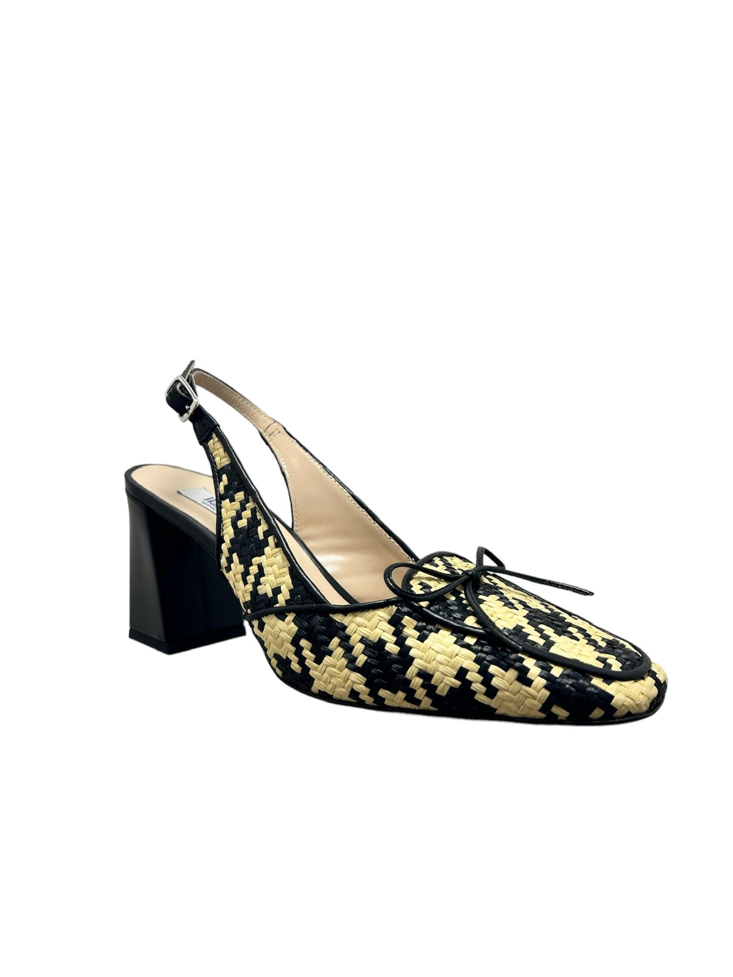 Walter Violet-Slingback Rafia scacco nero+ nappa nera