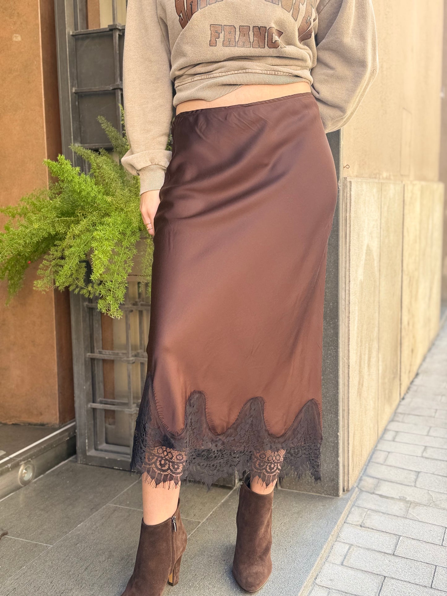 Gonna Lingerie MORO con pizzo nero