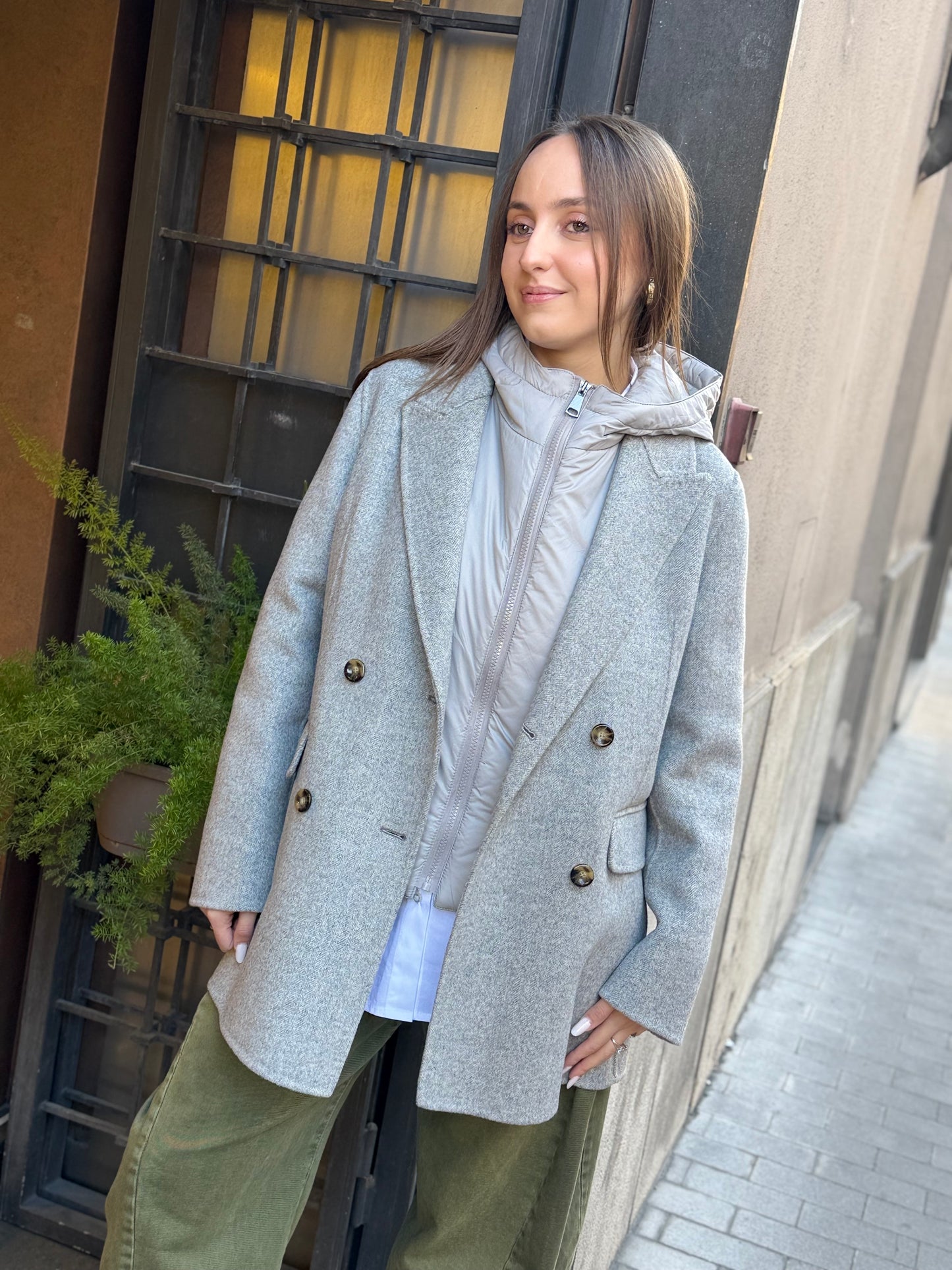 SINCE'RE PARIS Cappotto doppiopetto GREY MELANGE