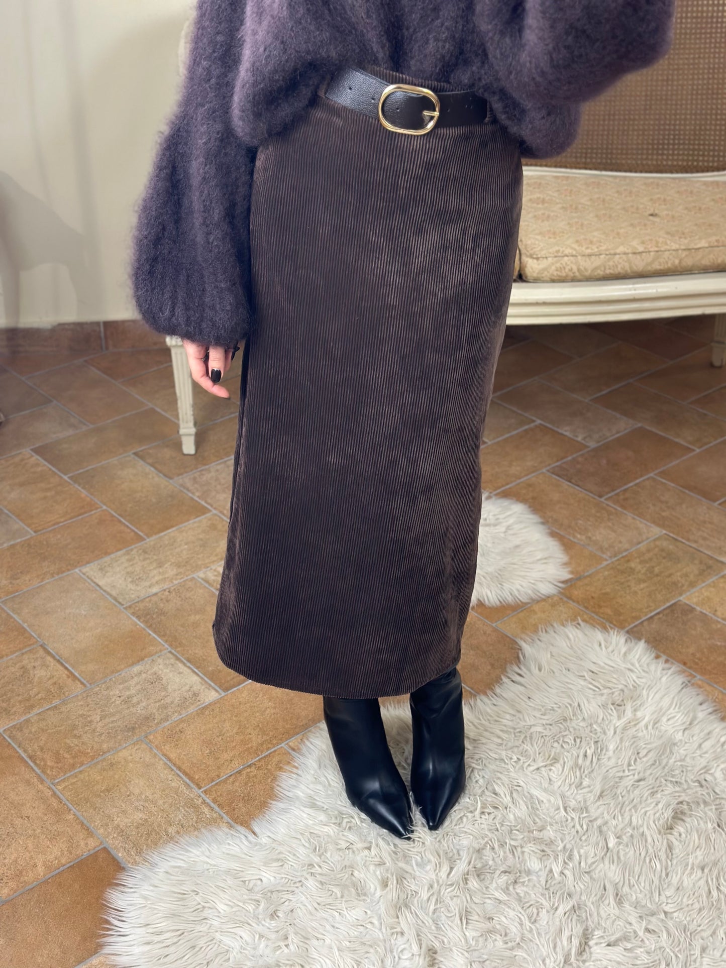 Gonna in velluto rocciatore CIOCCOLATO