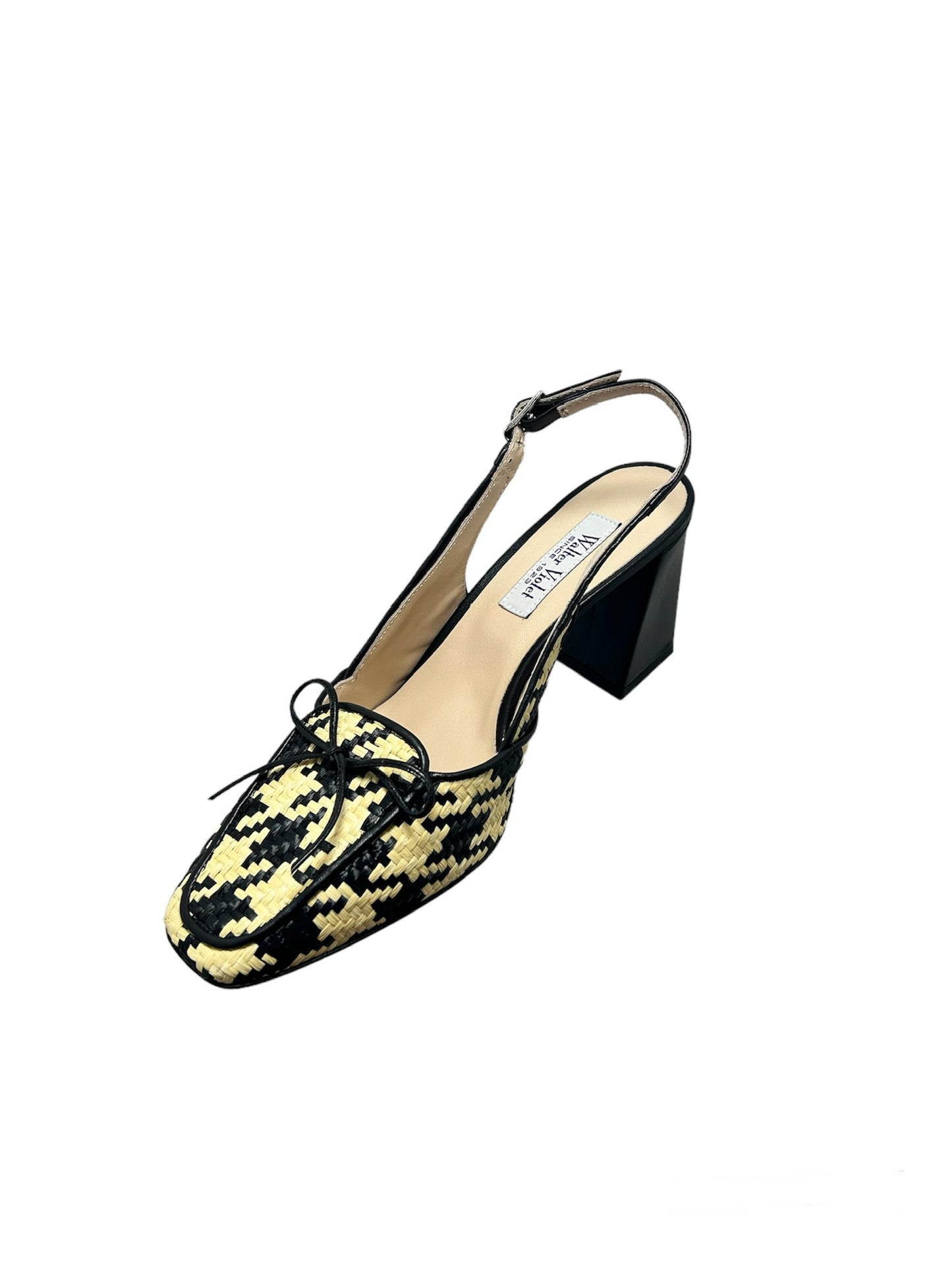 Walter Violet-Slingback Rafia scacco nero+ nappa nera