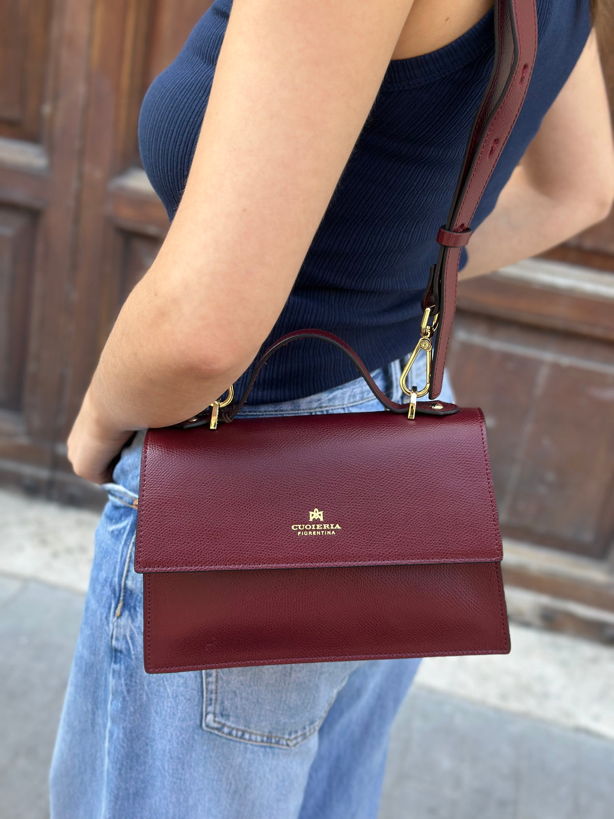 Cuoieria Fiorentina BEAUTY SMALL FLAP BAG BORDEAUX