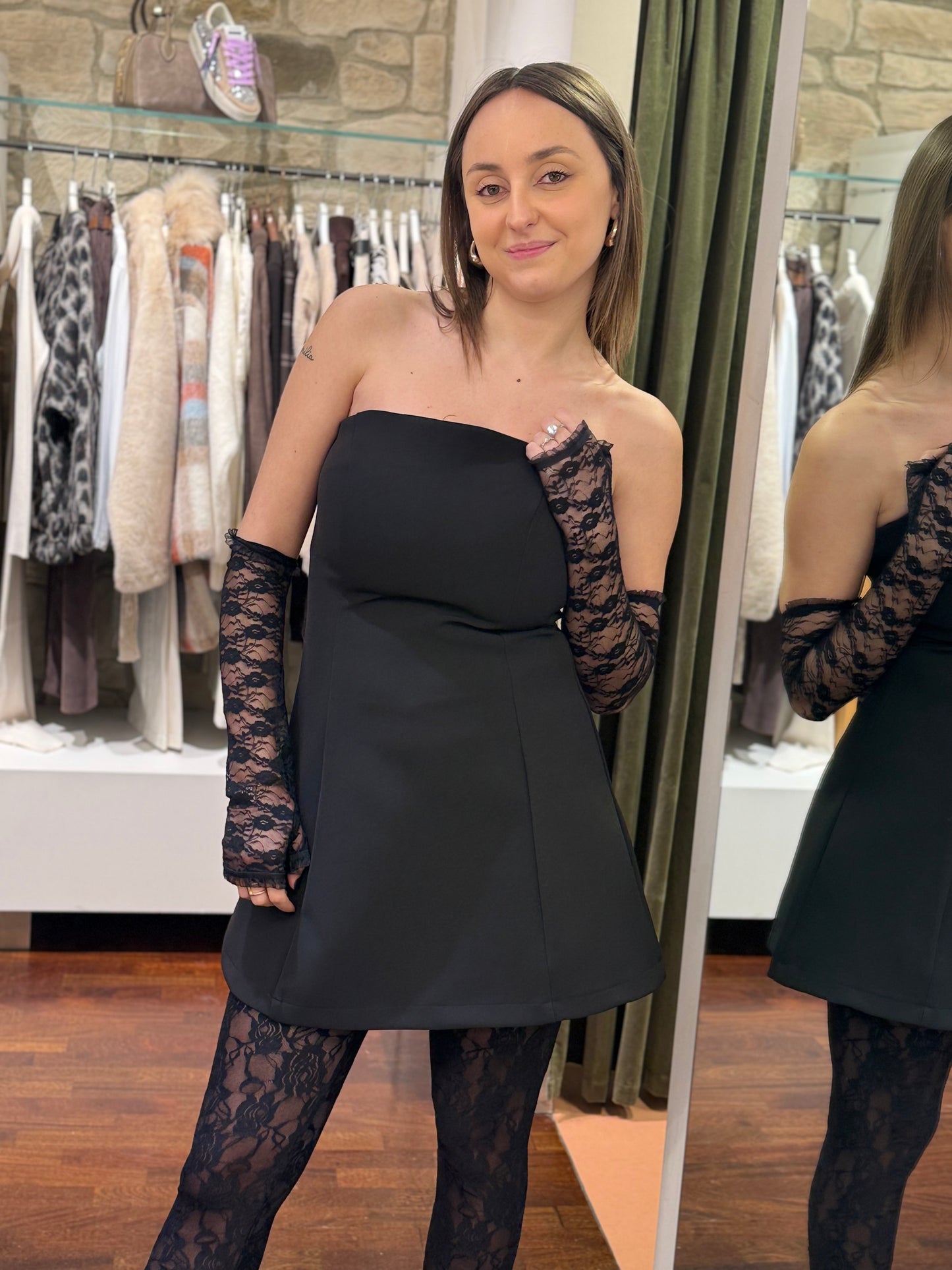 Tensione In Abito guanti pizzo NERO