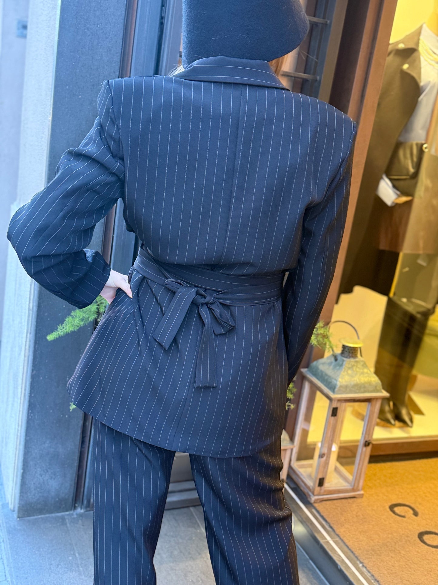 Completo kimono GABRIELLA gessato NERO