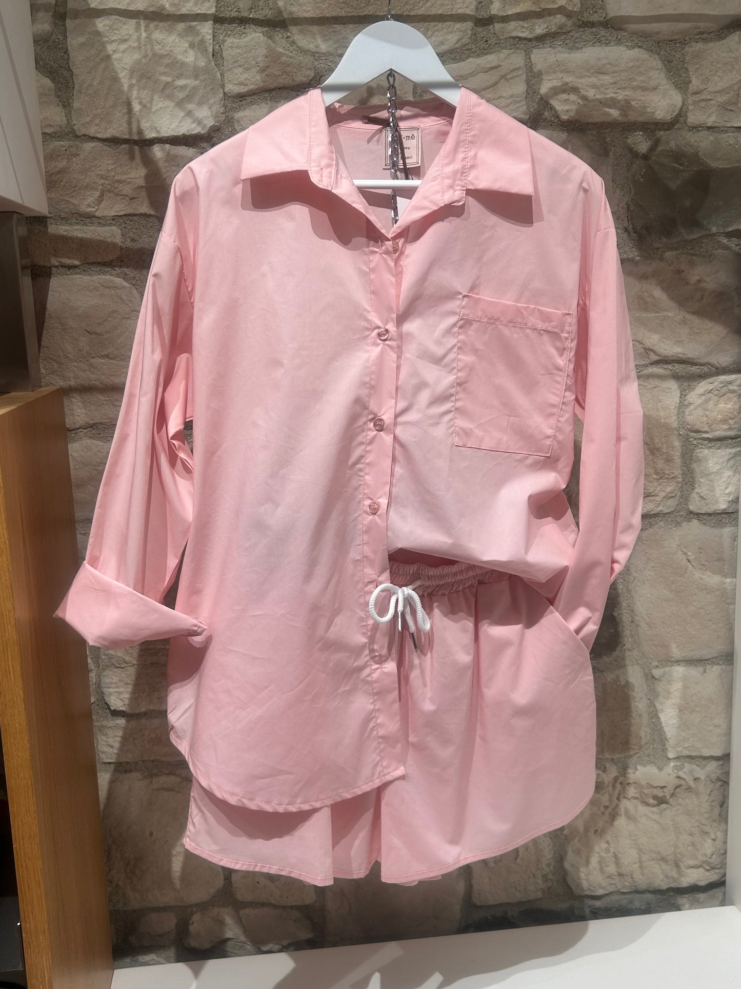 Completo "AURA" in tela parachute ROSA