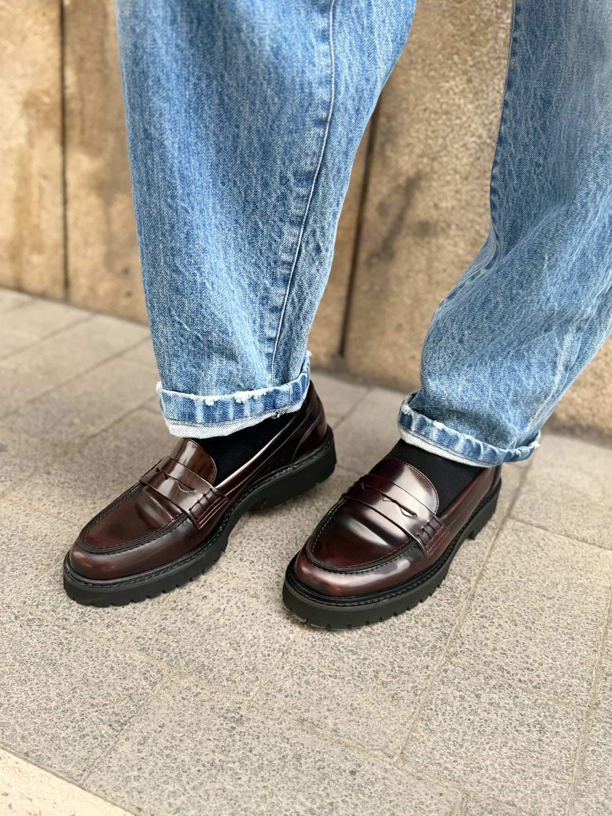 Ovyé Mocassino abrasivato Bordeaux