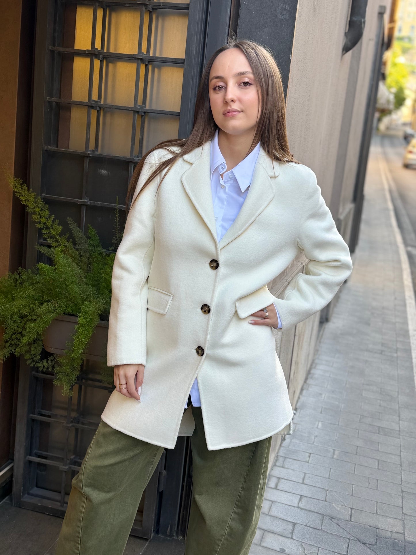 SINCE'RE PARIS Cappotto monopetto  CREAM