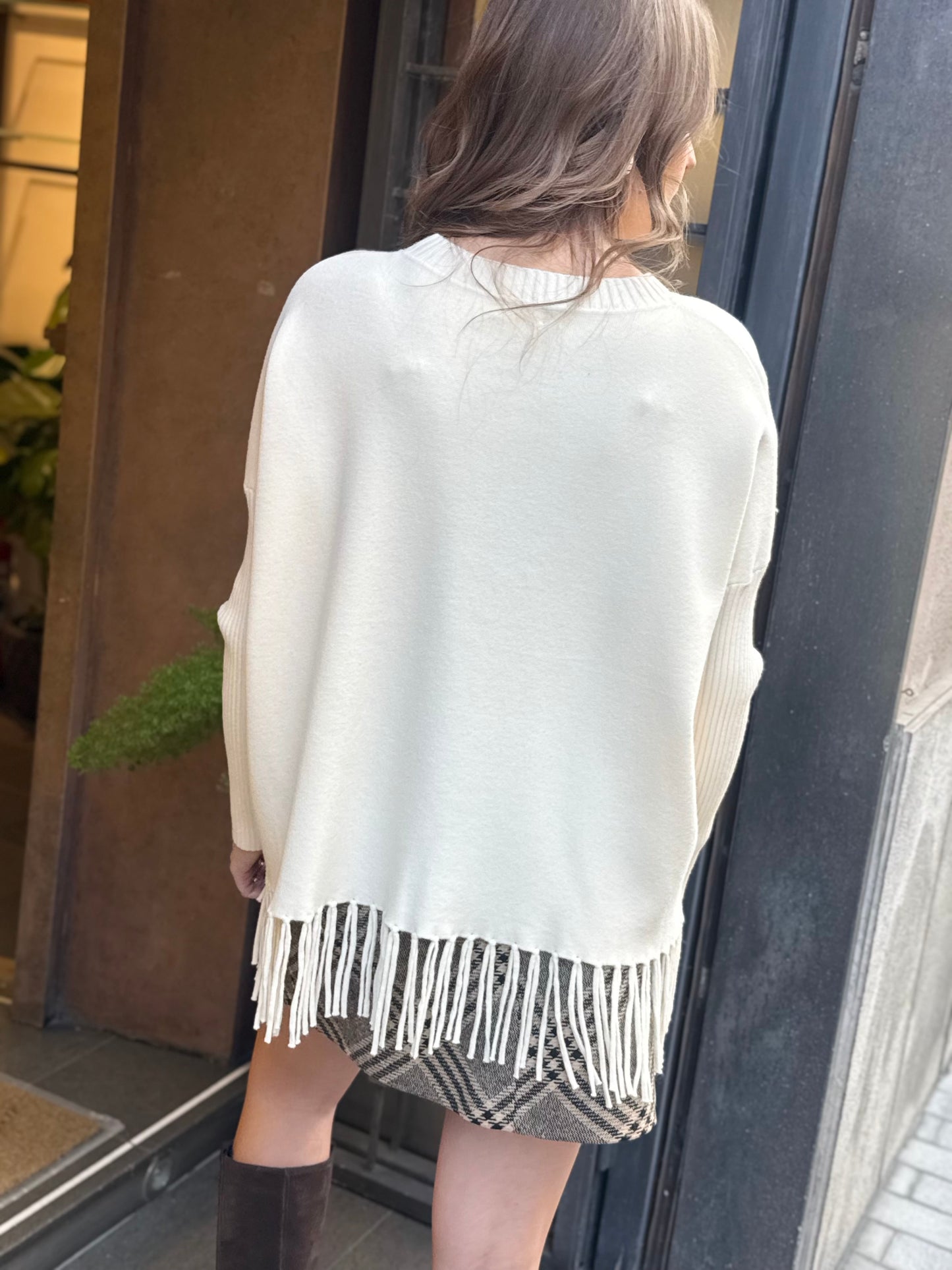 Maglia con frange PANNA