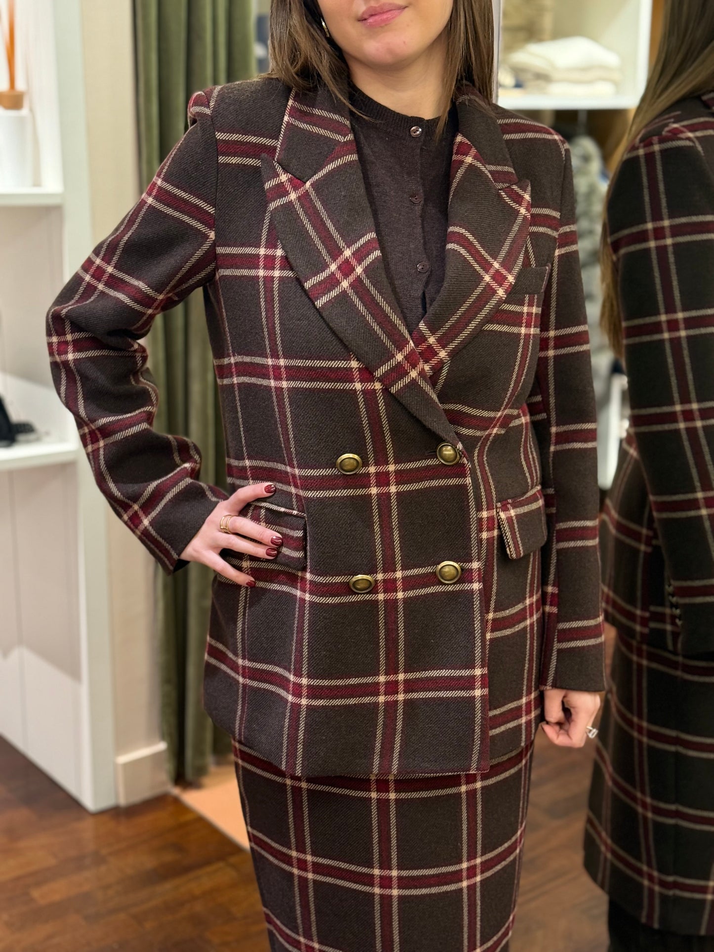 Tensione In Giacca doppio petto check MORO/BORDEAUX