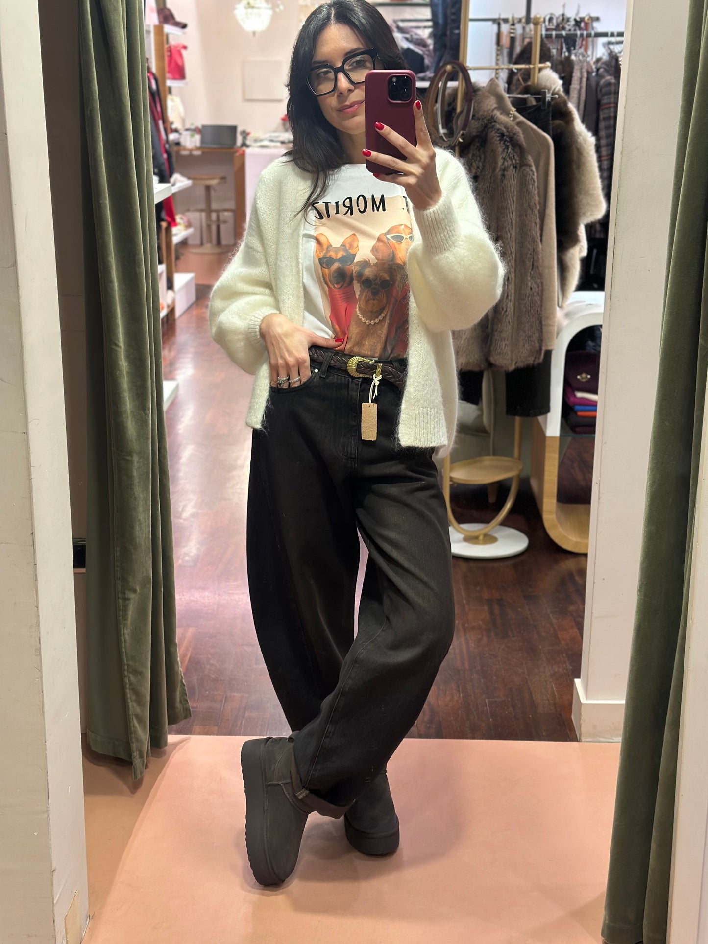 T-shirt manica lunga ST. MORITZ DOGS GANG bianca