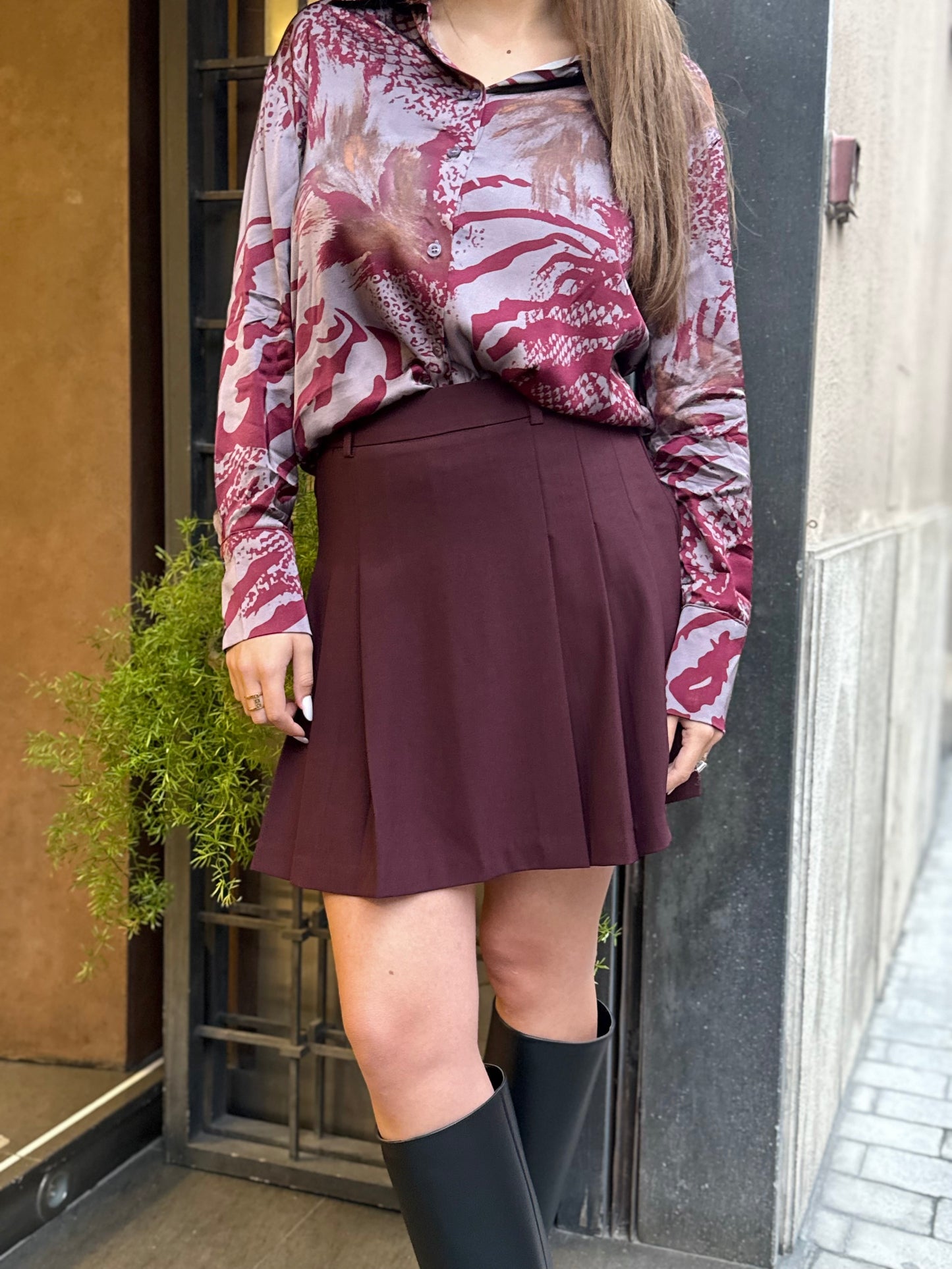 Anonyme Gonna RING SHORT SKIRT burgundy