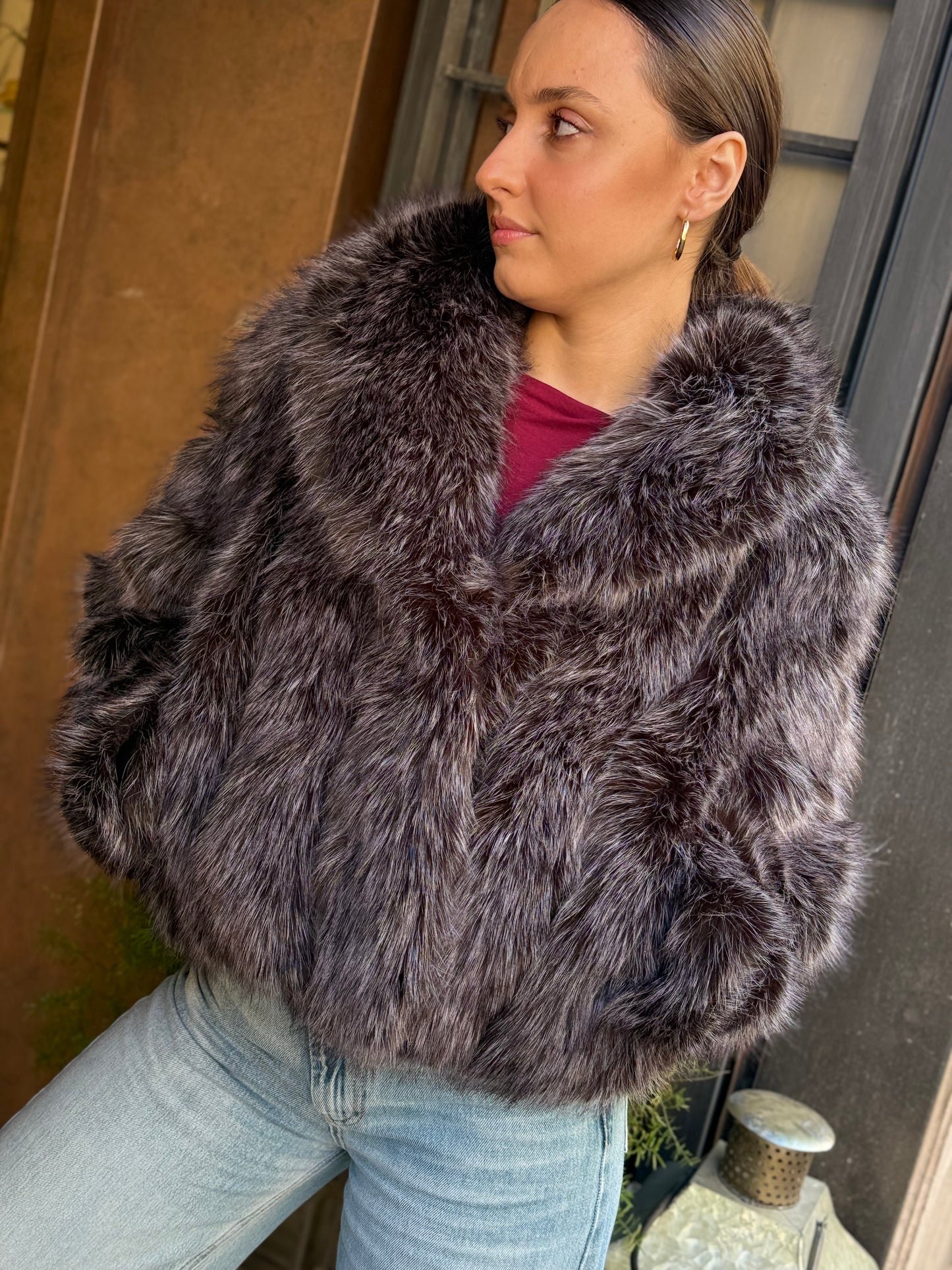 Ecopelliccia OLIMPIA Nero/Grigio