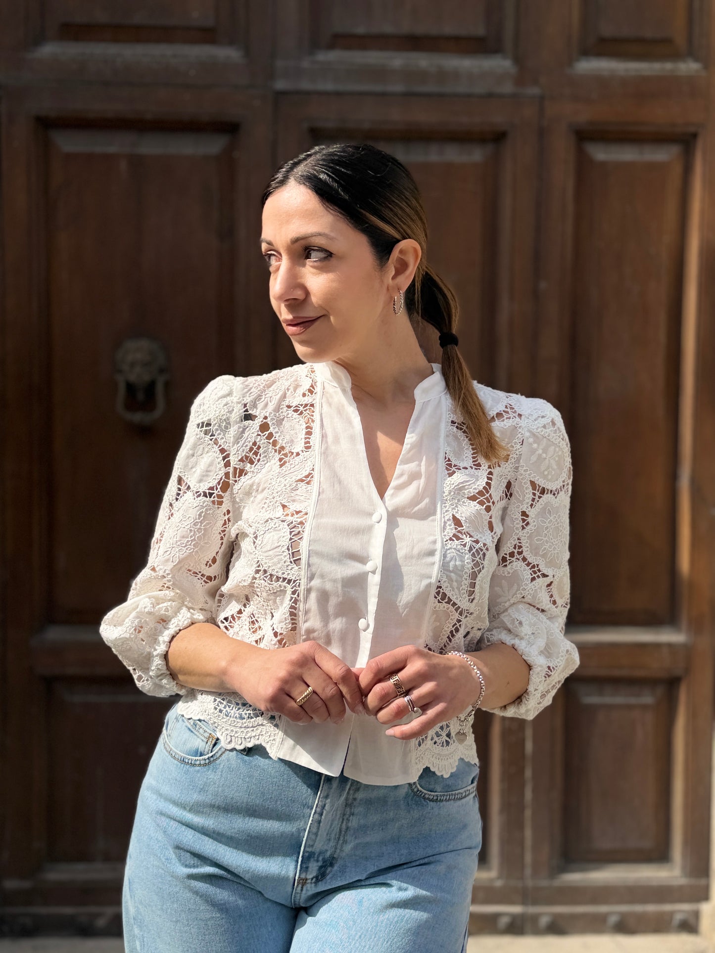 Tensione in Camicia macramè Bianca