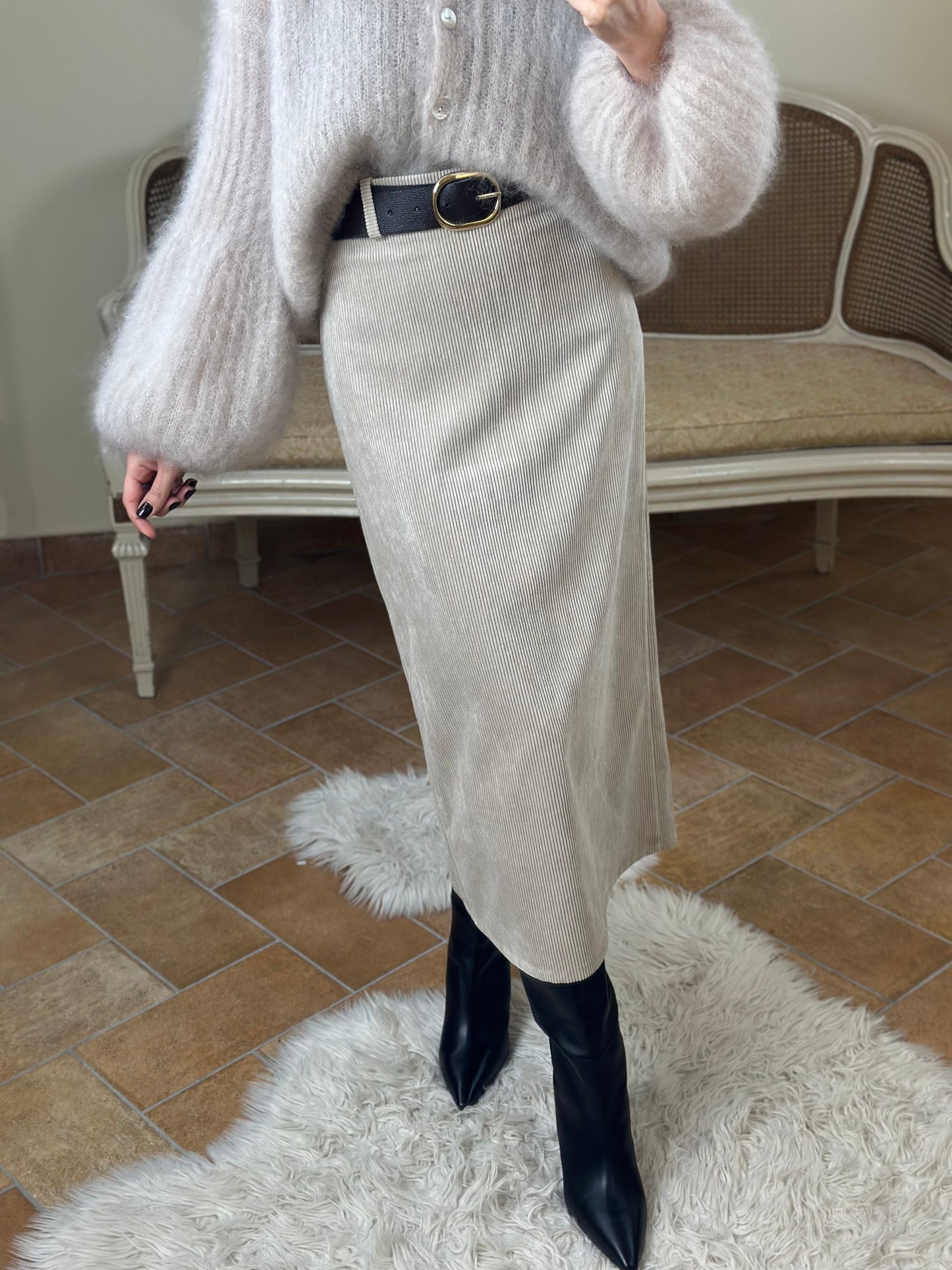 Gonna in velluto rocciatore BEIGE