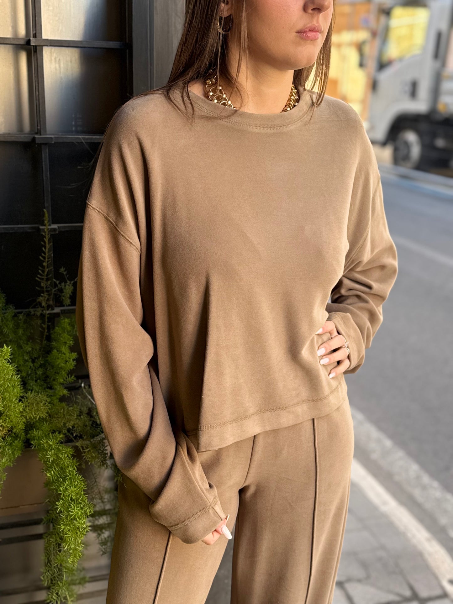 Eleh Felpa GRIGIO/FANGO in lyocell