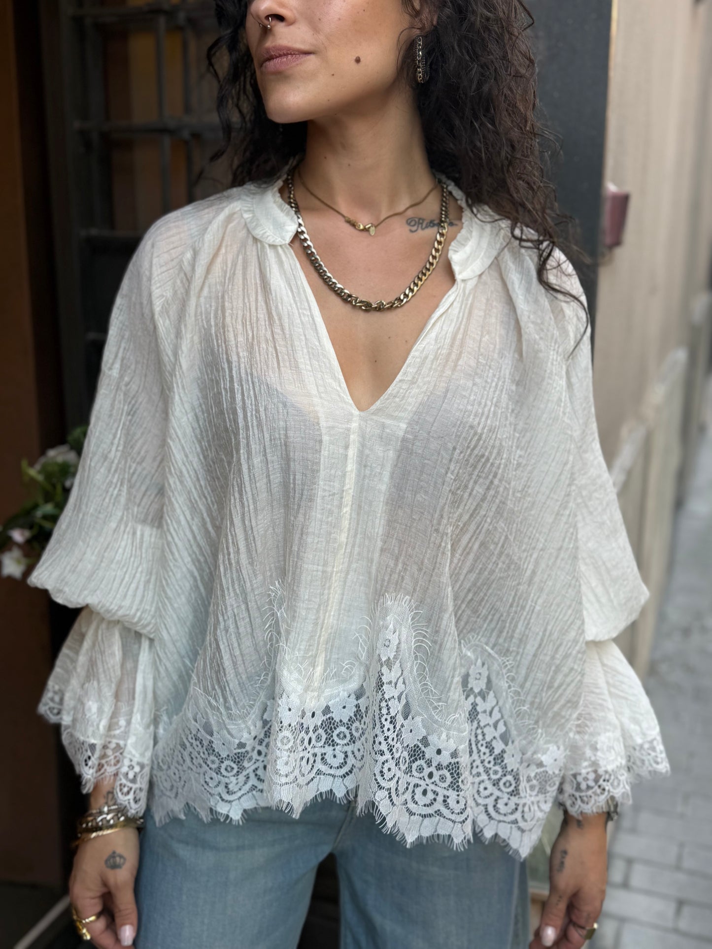 Tensione in Blusa pizzo Panna