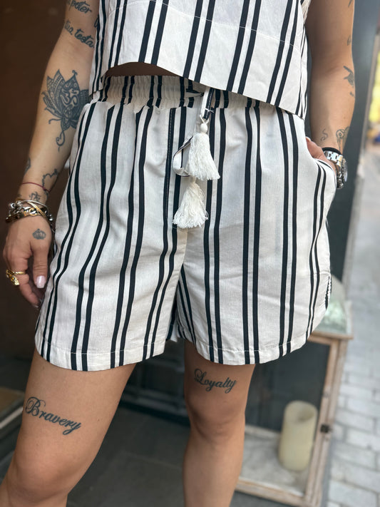 Tensione in Shorts a righe Bianco/nero
