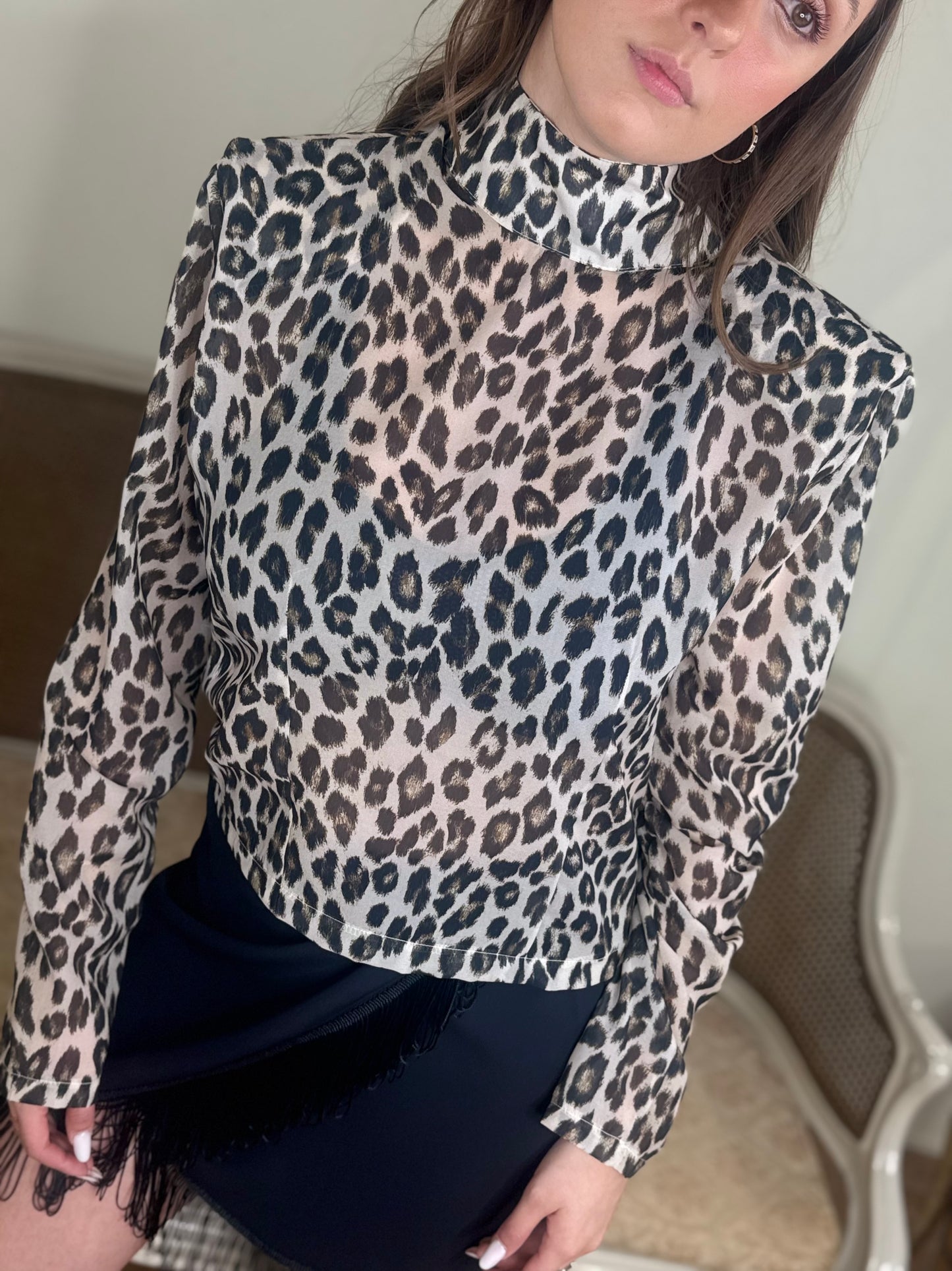 Tensione In Blusa animalier con spalline BEIGE