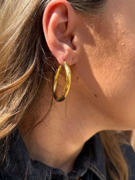 Orecchini cerchio rigati ORO