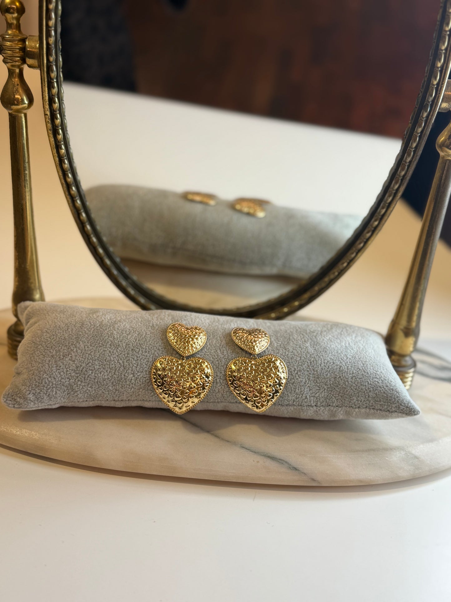 Orecchini pendenti due cuori ORO