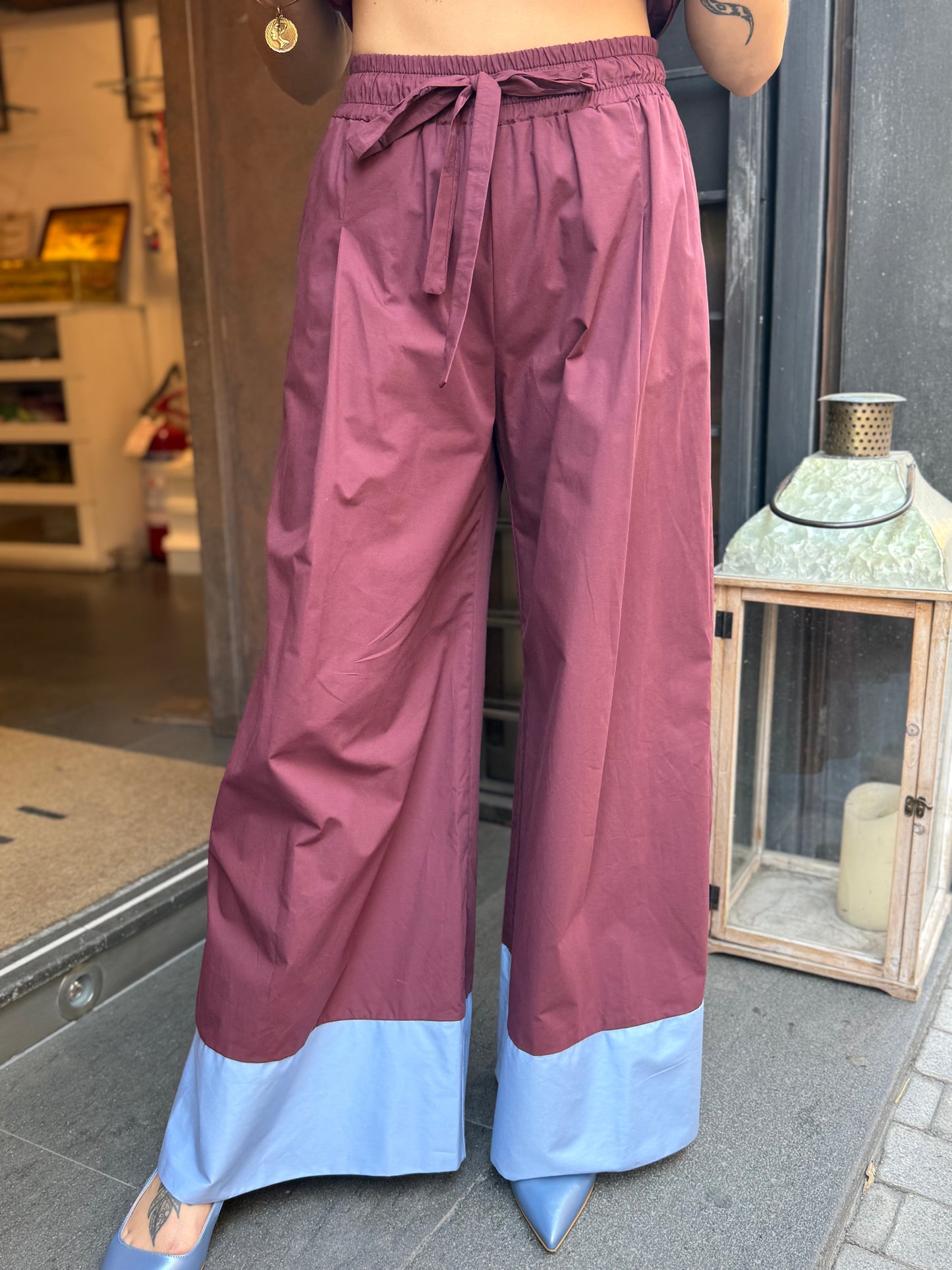 Tensione in Pantalone INDIA/CELESTE