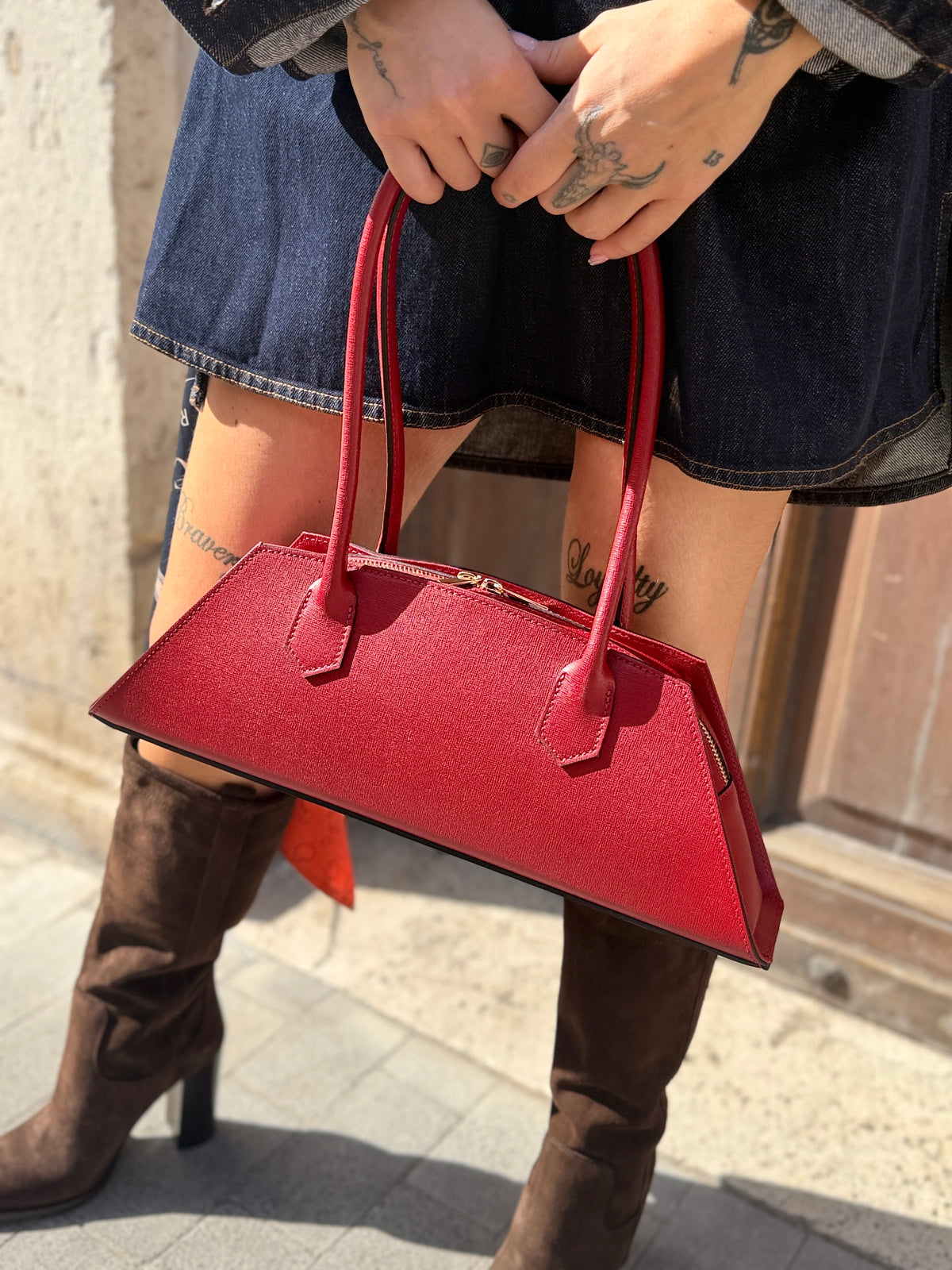 Bauletto CANDY in pelle ROSSO/BLU/NERO