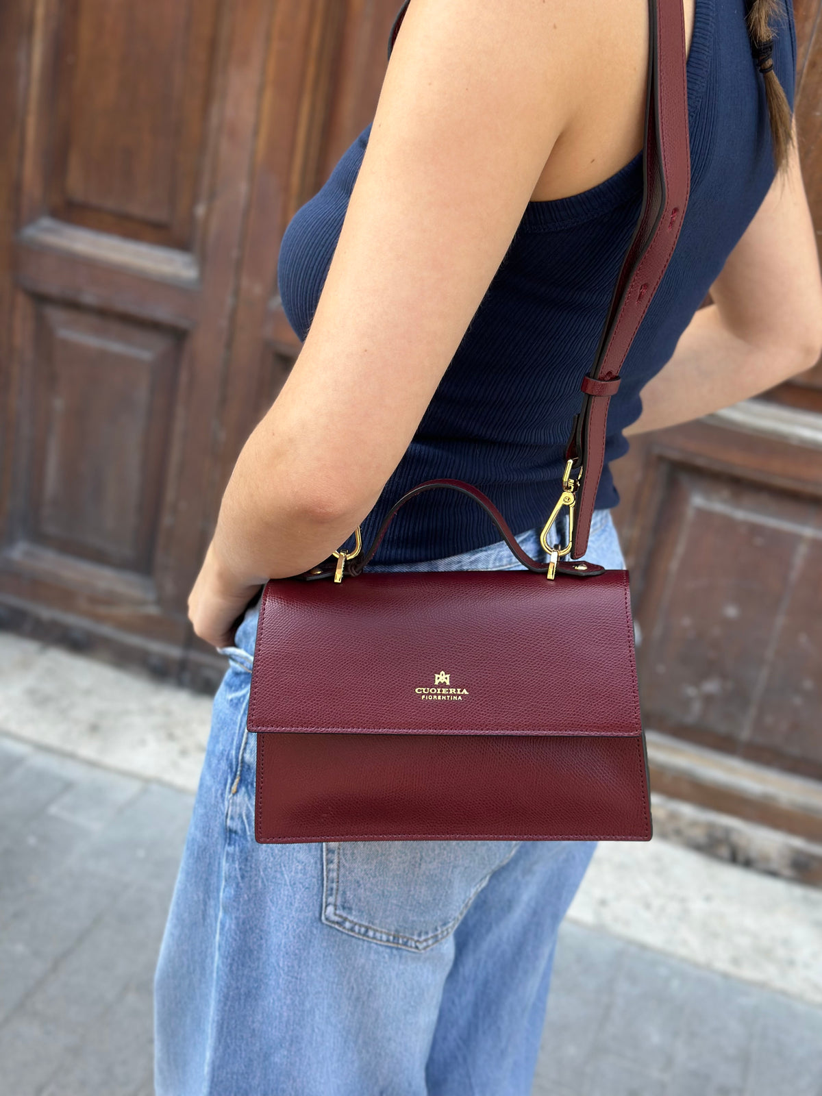Cuoieria Fiorentina BEAUTY SMALL FLAP BAG BORDEAUX