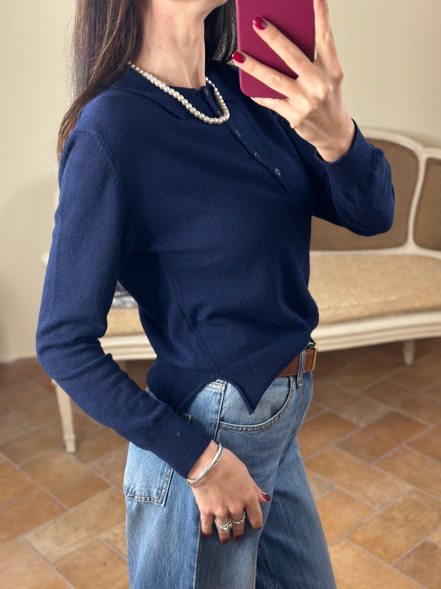 Maglia Polo CINDY con bottoni BLU