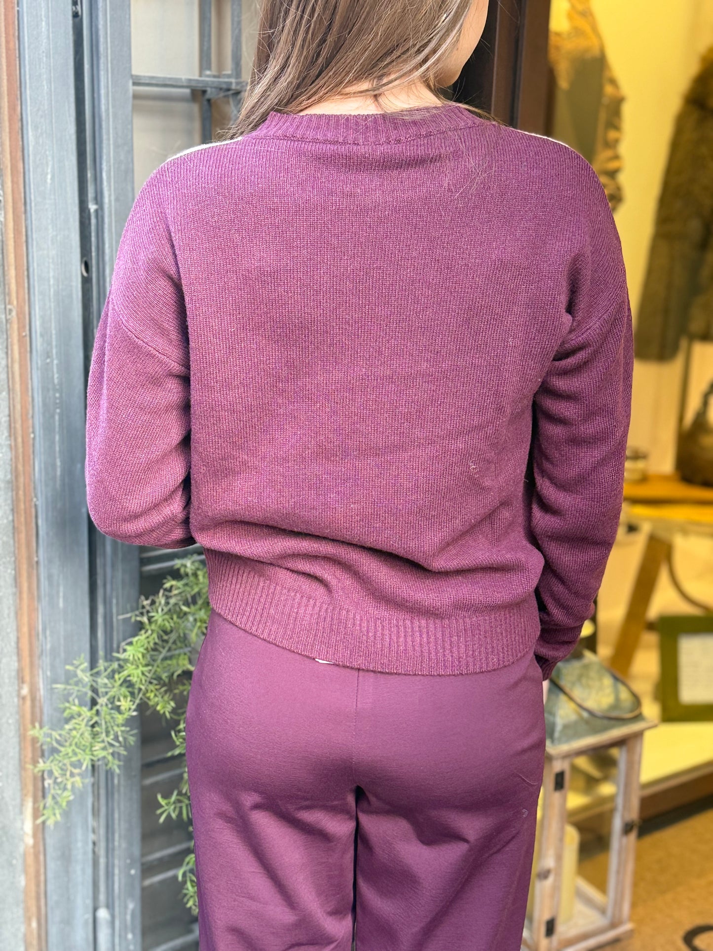 Tensione In Maglia paricollo rombi BORDEAUX/GRIGIO/ROSA