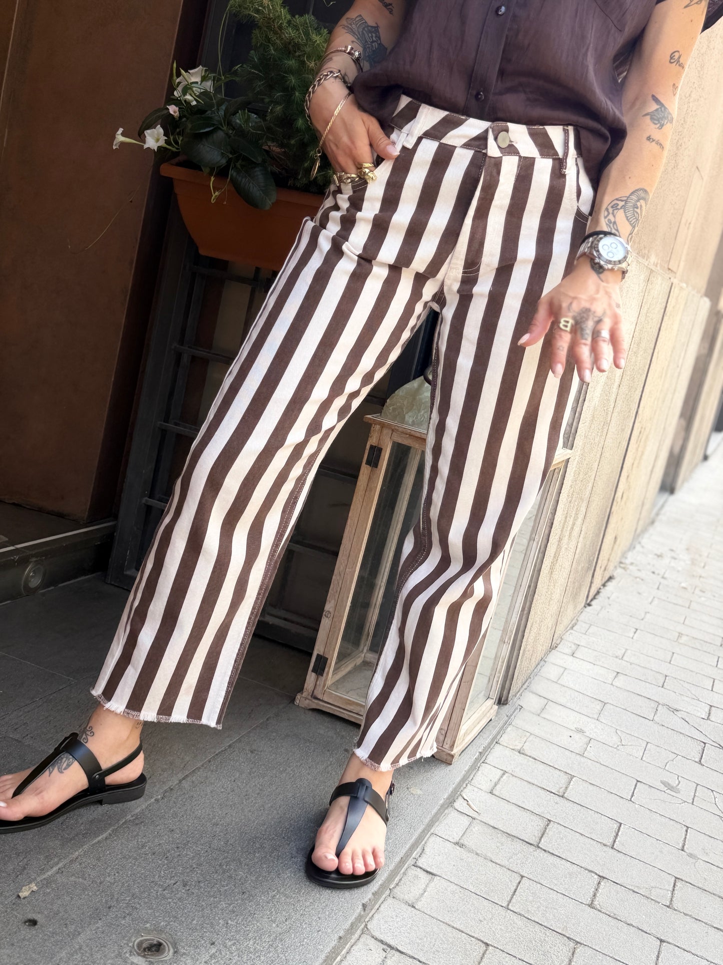 Tensione in Jeans a righe bianco/moro