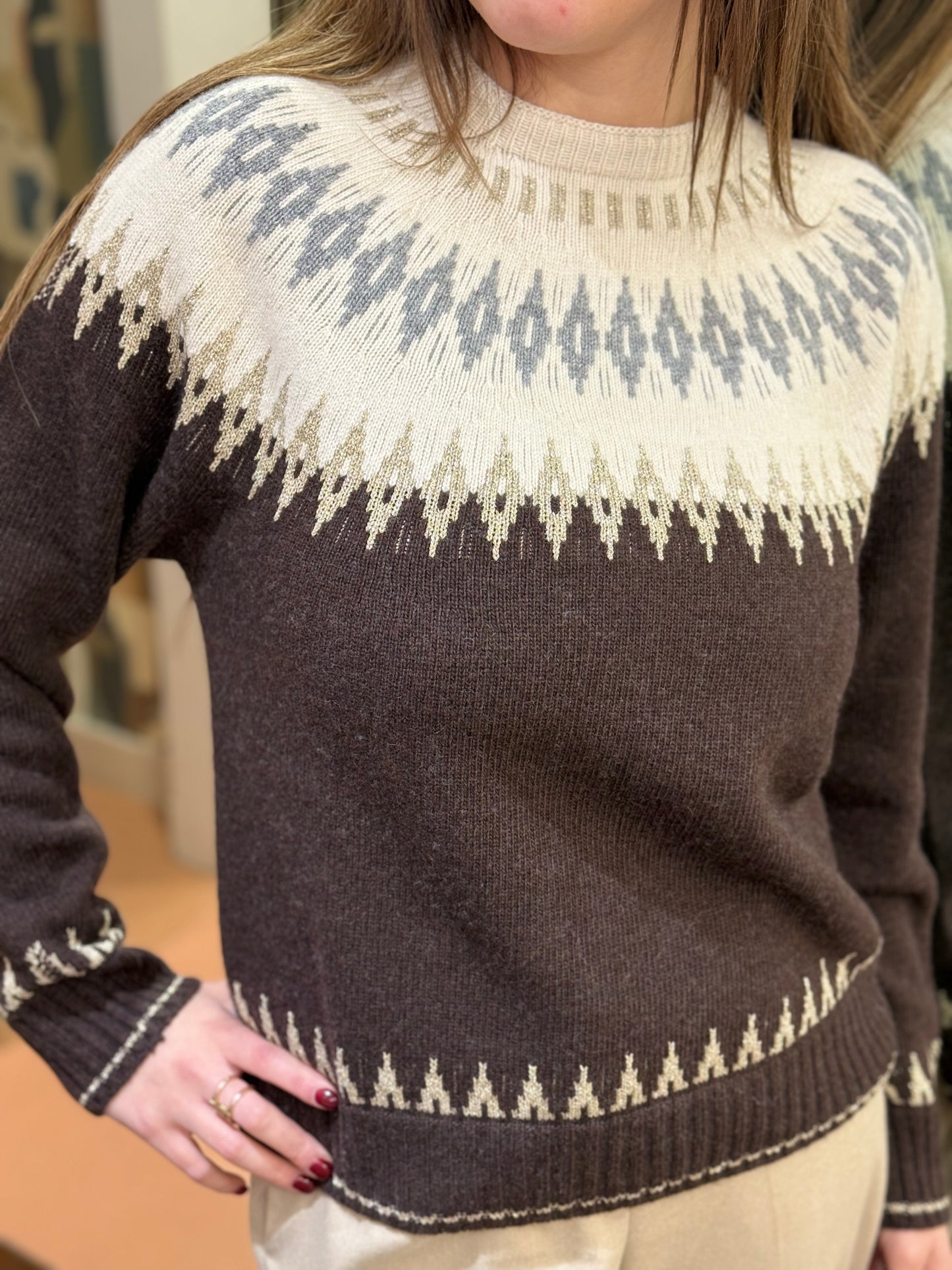 Tensione In maglia in jacquard MORO/PANNA/GRIGIO