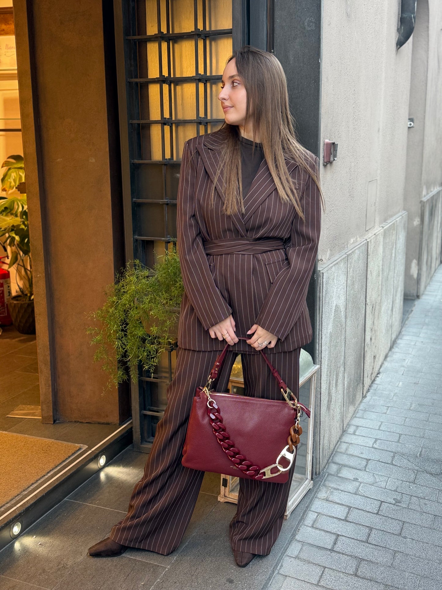 Completo GABRIELLA kimono gessato MORO