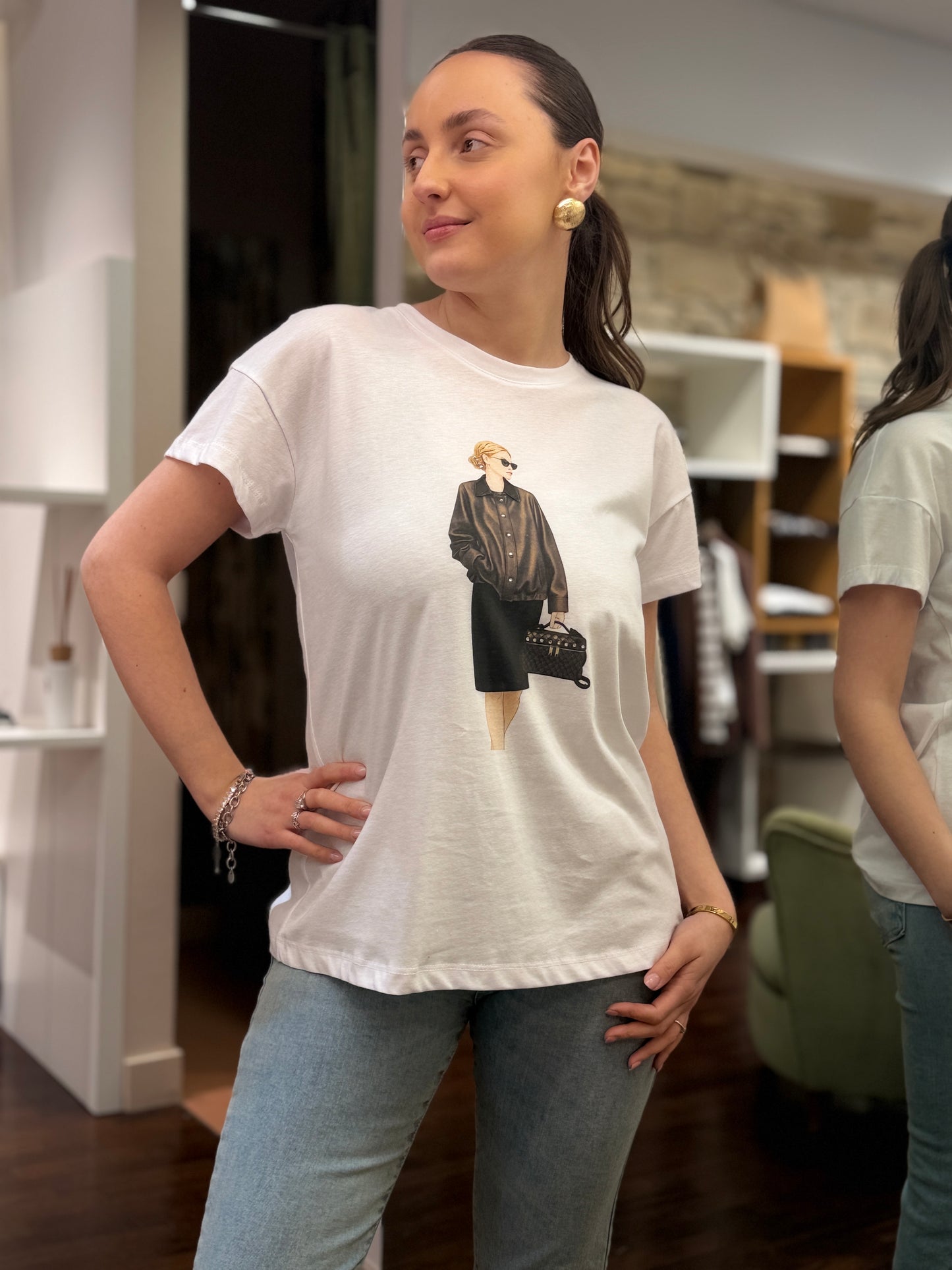 Tensione in T-shirt bianca woman bottega BIANCA/MORO