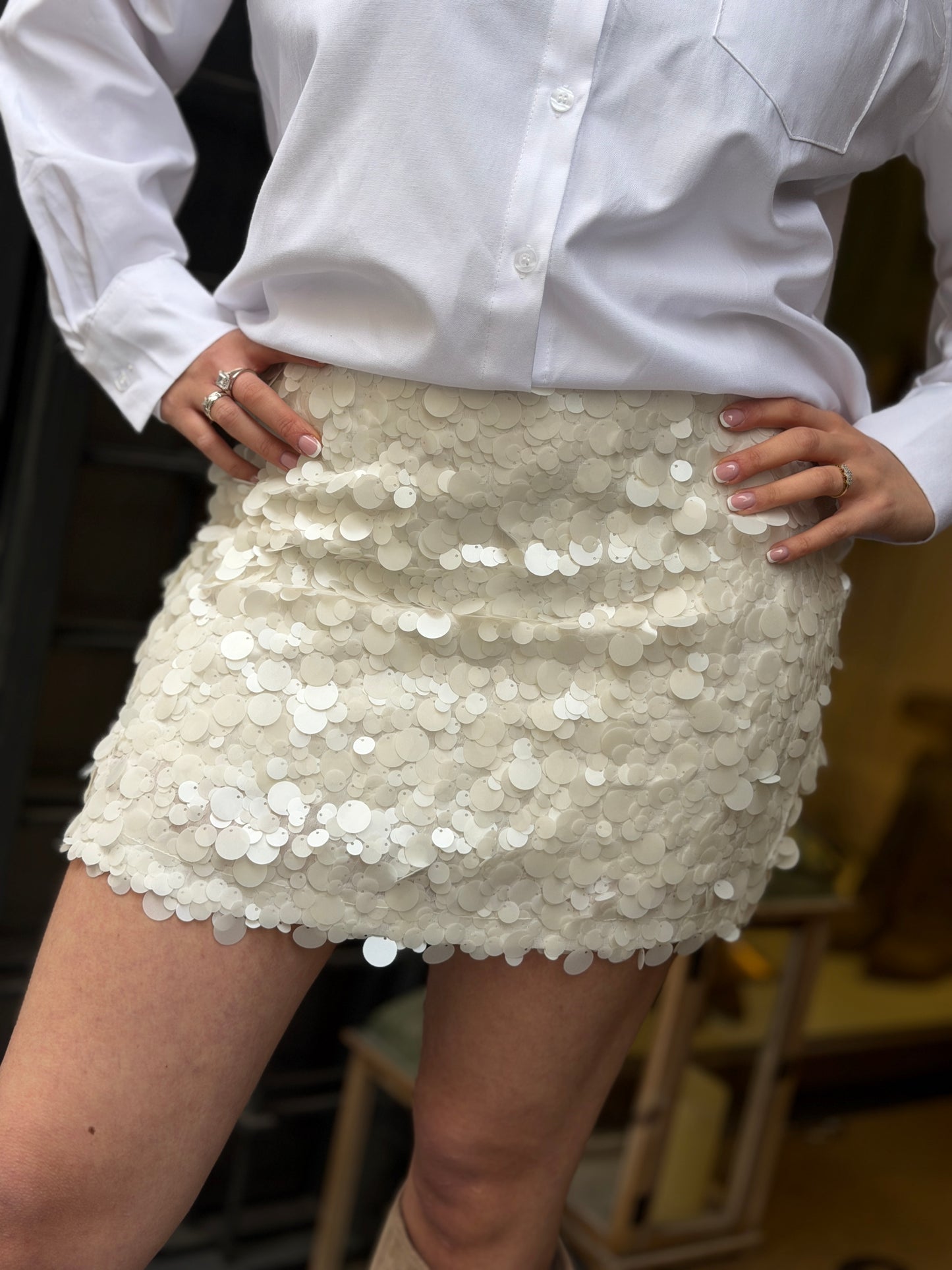 Mini gonna maxi paillettes Bianca