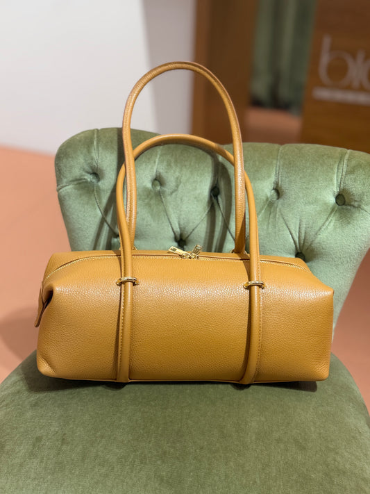 Borsa Bauletto” CLARA” in pelle Cuoio e Soft Pink