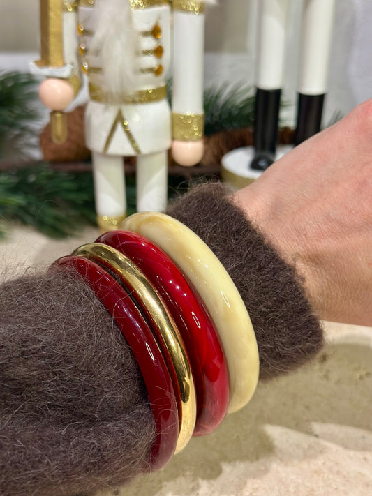 Set Bracciali a cerchio effetto marmo bordeaux