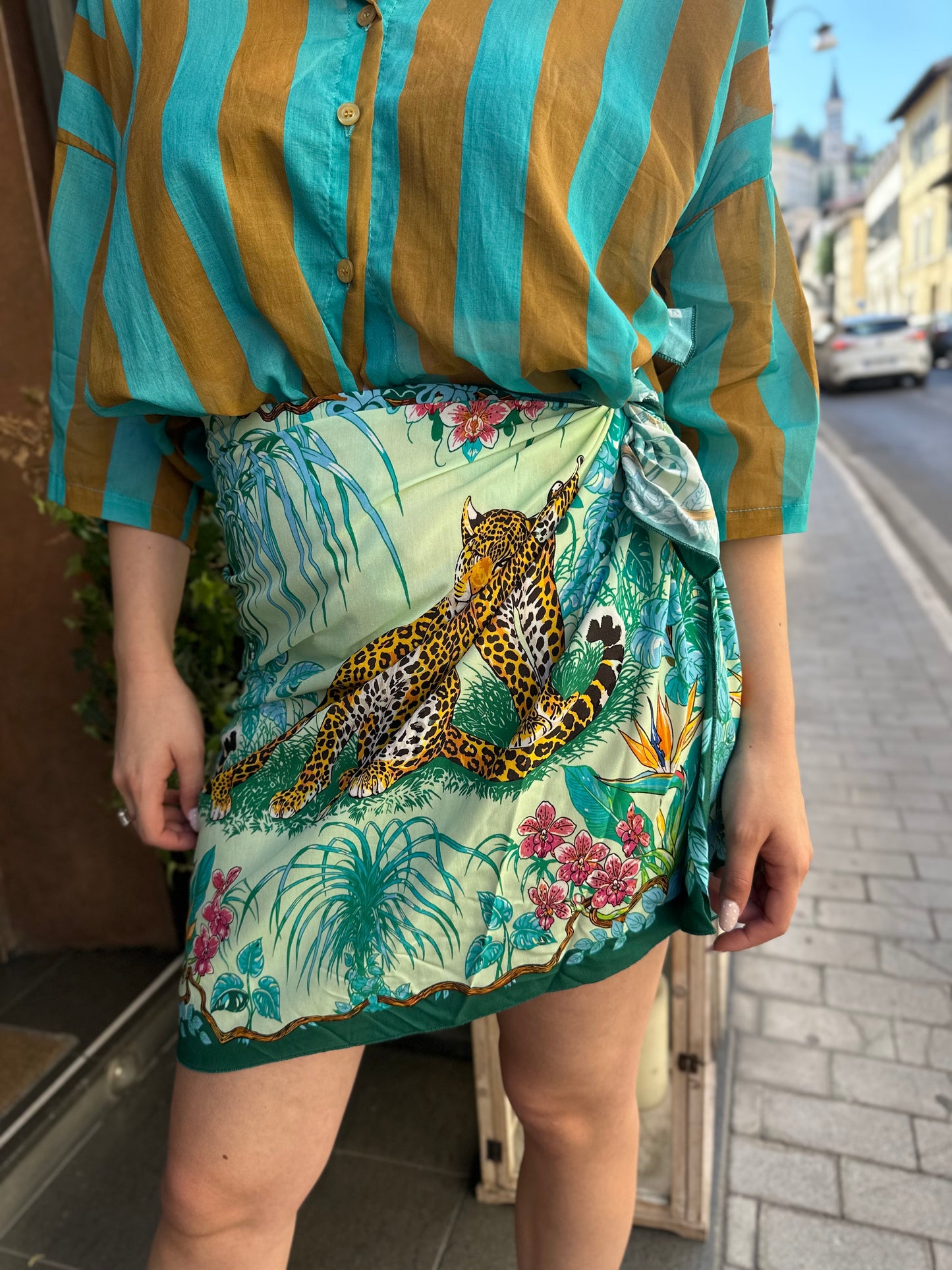 Tensione in Gonna corta pareo foulard TURCHESE