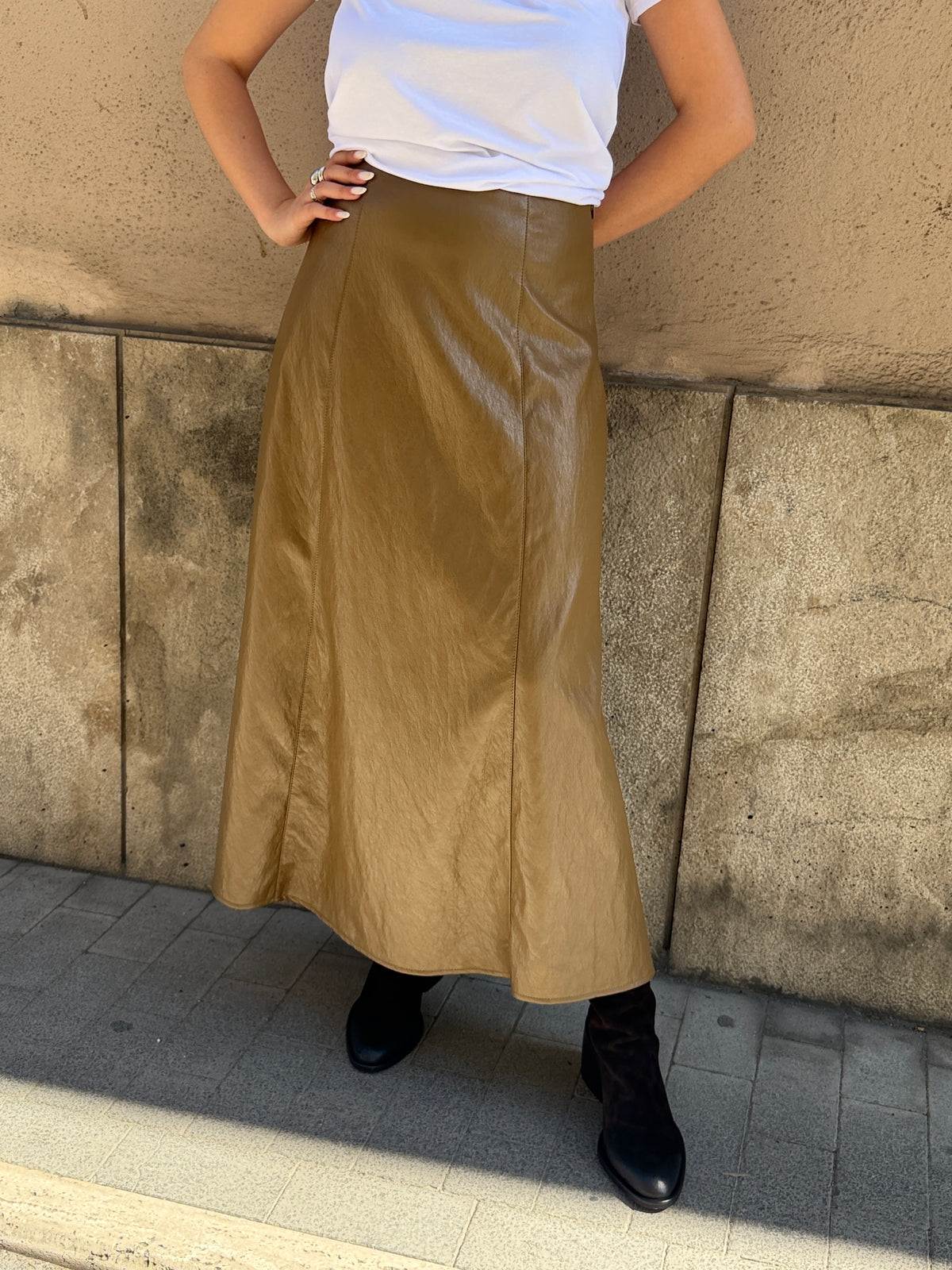 Gonna in ecopelle MILITARE