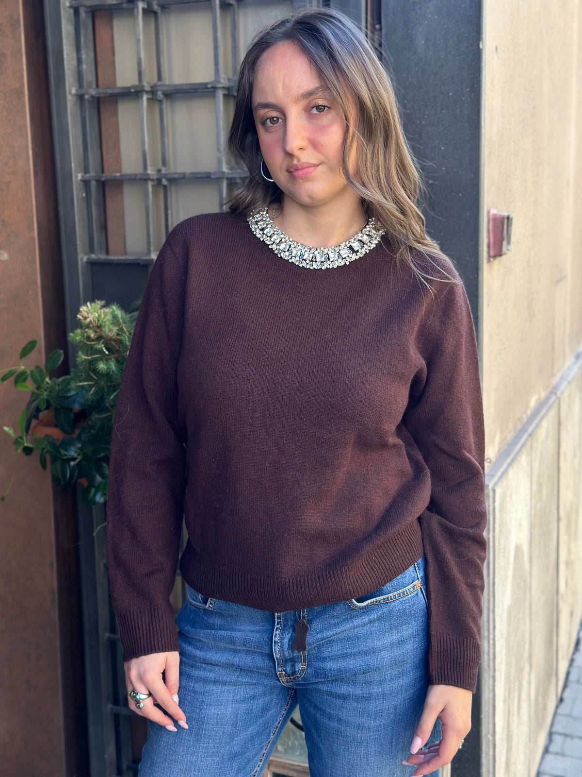 Maglia cashmere e lana con Cristalli (disp. in più colori)